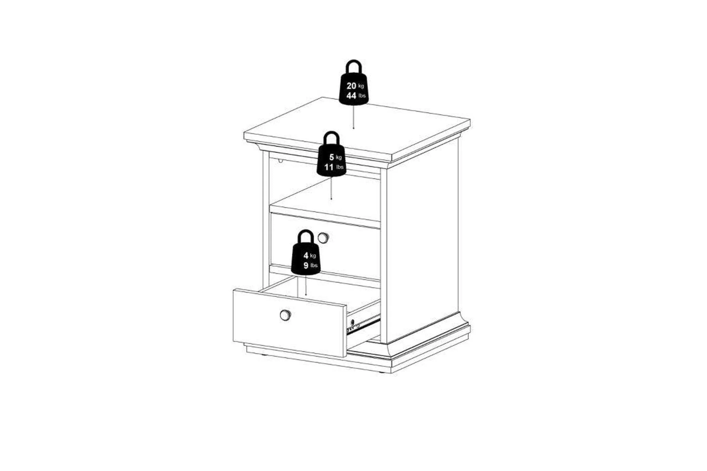 Paris Express Delivery Bedside Table 2 Drawers Matt Grey - Image 5