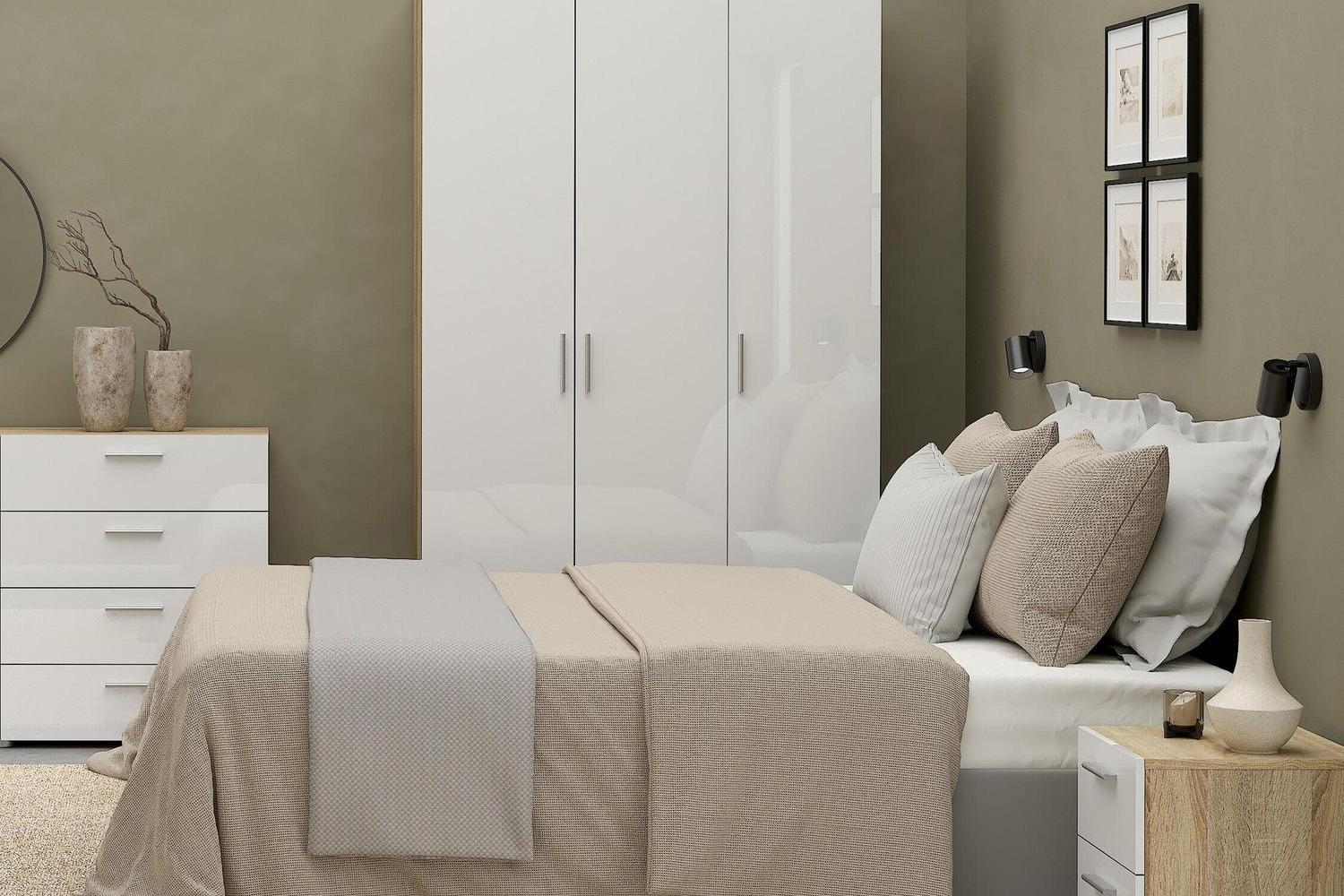 Pepe Bedside 2 Drawers In Oak With White High Gloss - Image 6