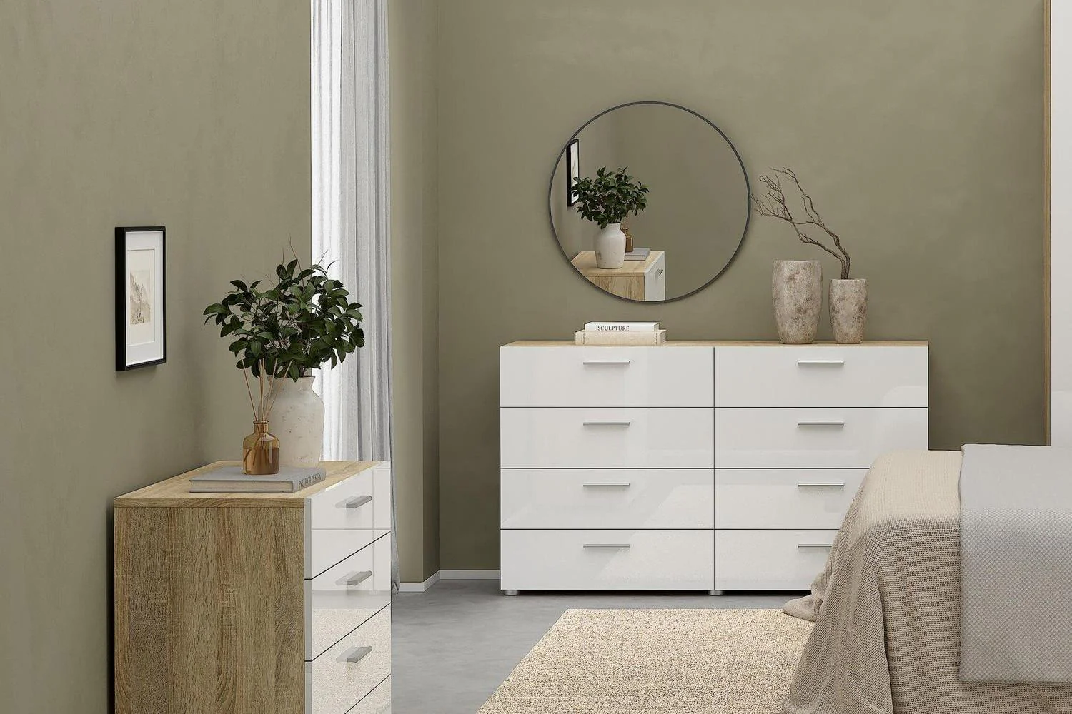 Pepe Chest Of 4 Drawers In Oak With White High Gloss - Image 6