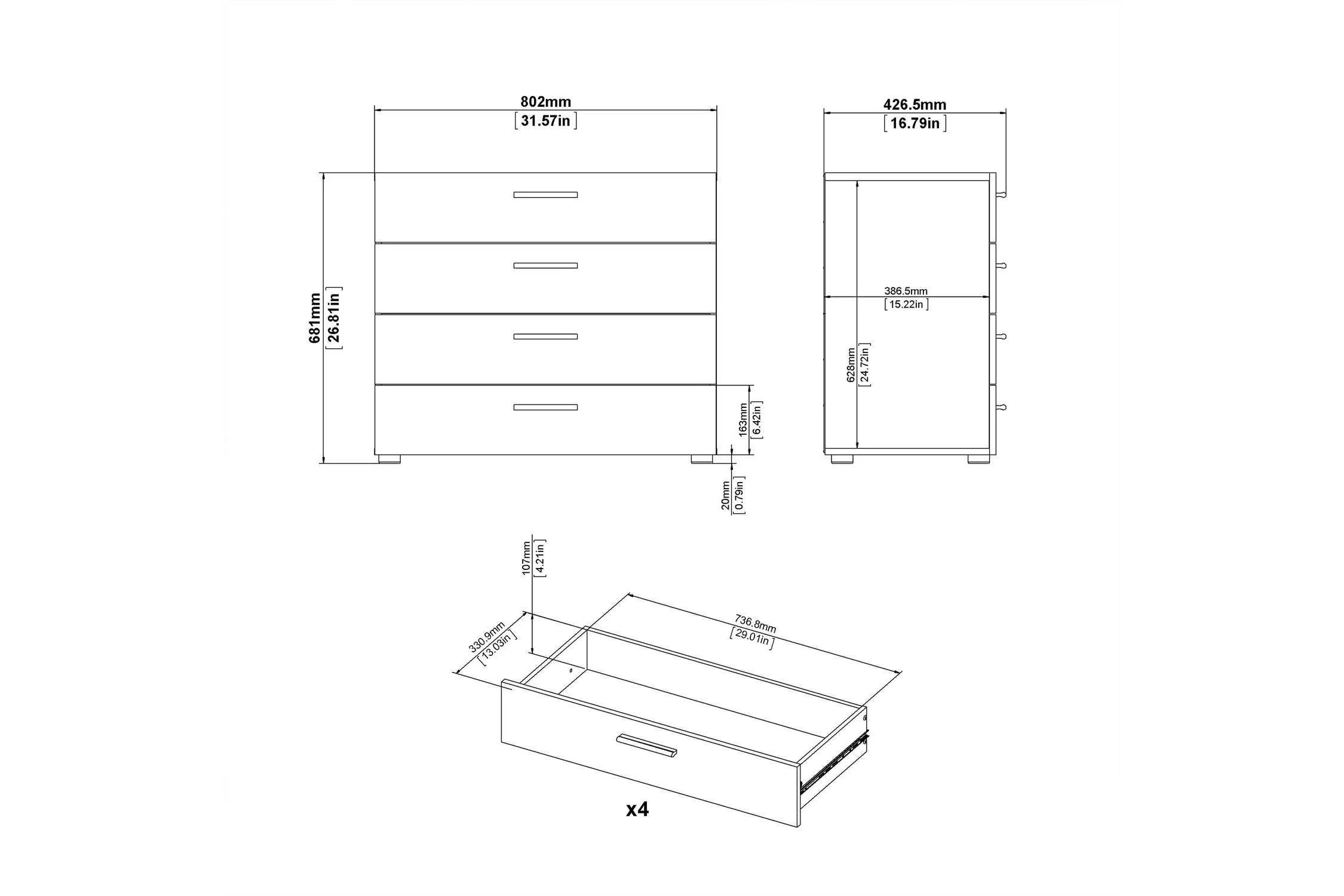 Pepe Chest Of 4 Drawers In White - Image 9