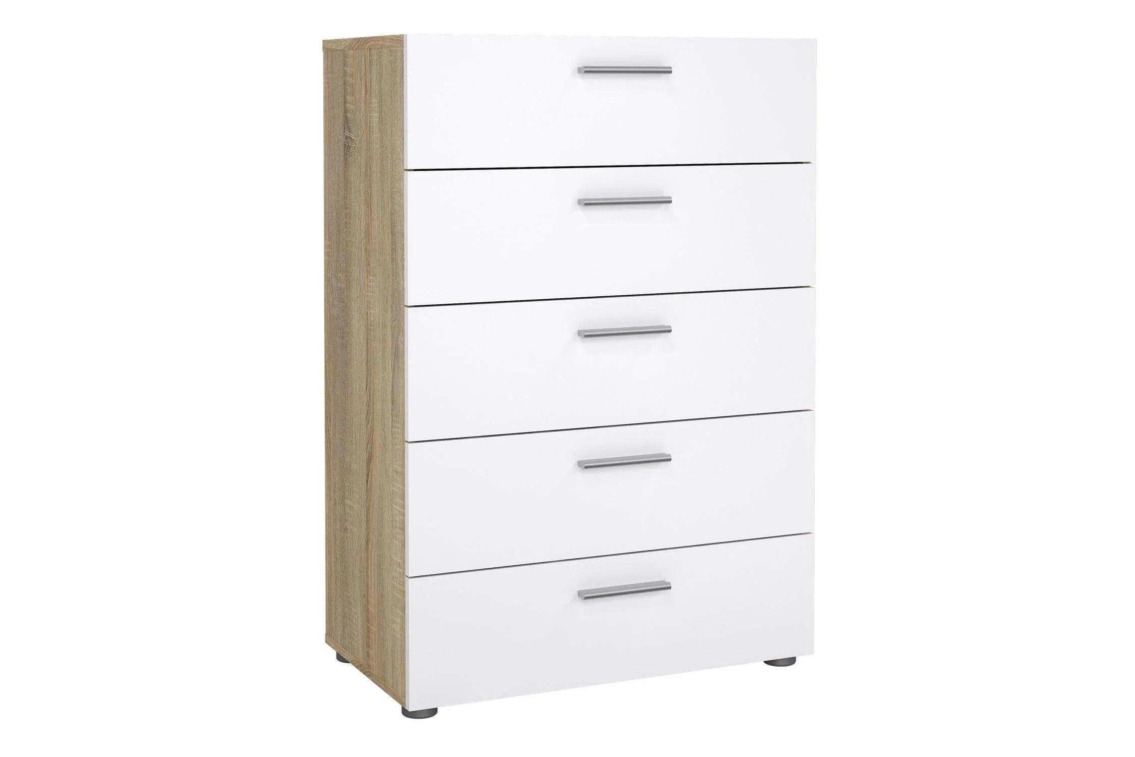 Pepe Chest Of 5 Drawers In Oak With White High Gloss