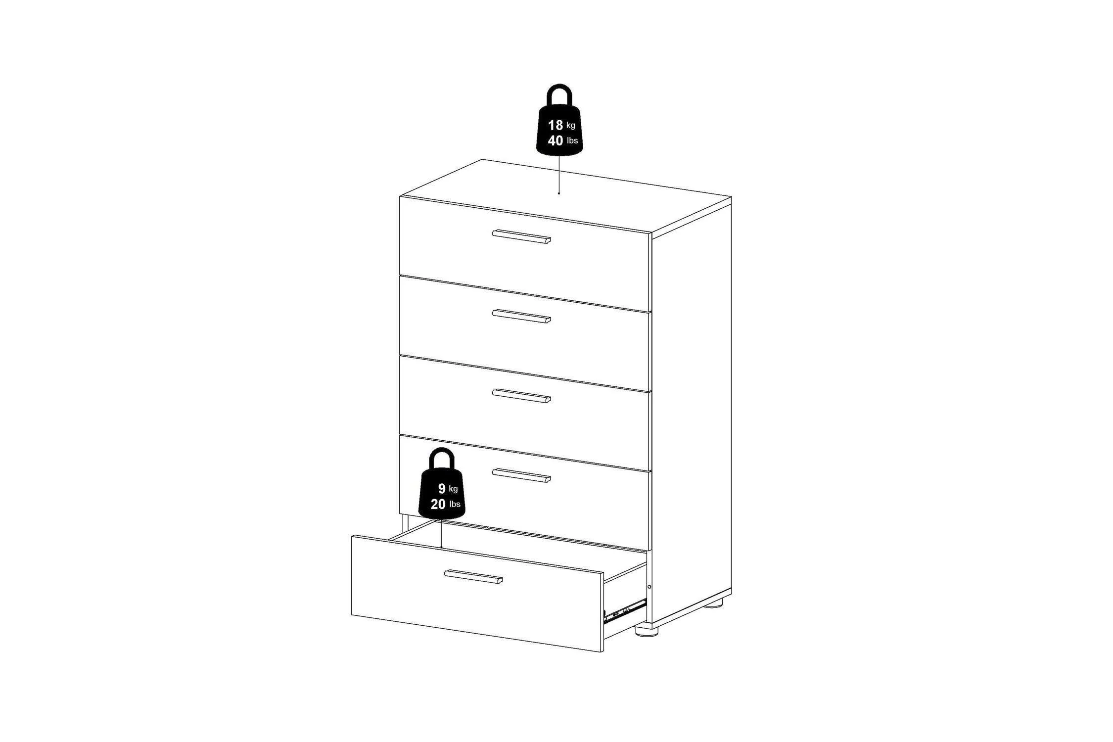 Pepe Chest Of 5 Drawers In Oak With White High Gloss - Image 10