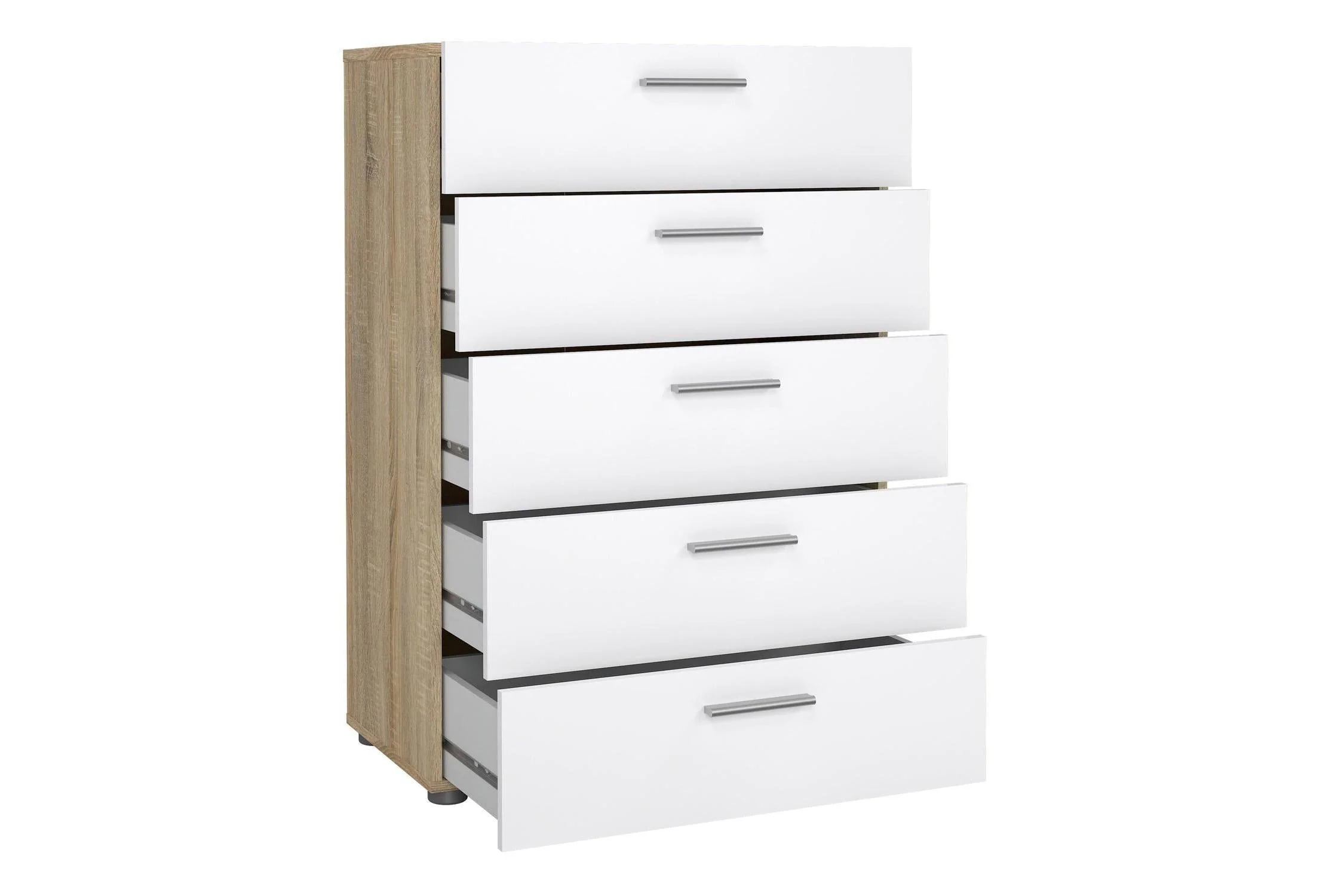 Pepe Chest Of 5 Drawers In Oak With White High Gloss - Image 4