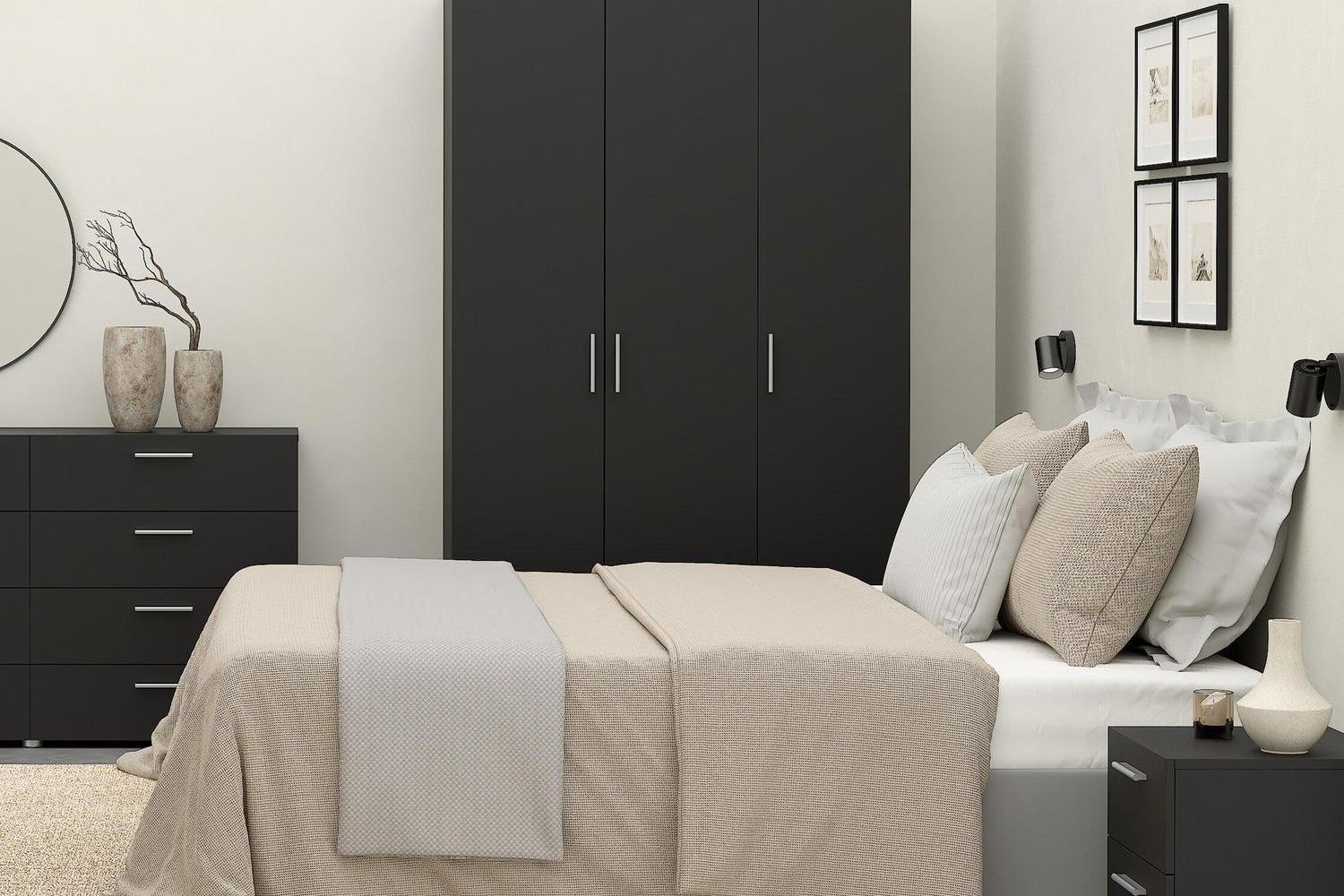 Pepe Wardrobe With 3 Doors In Black - Image 5