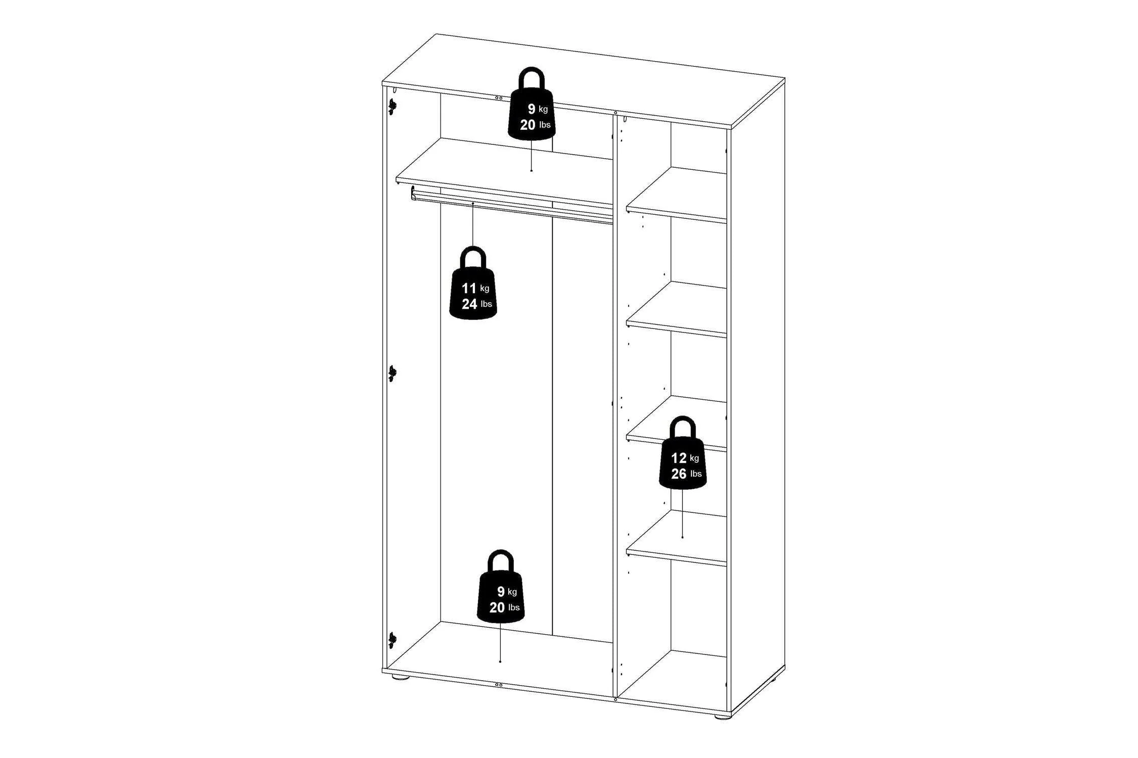 Pepe Wardrobe With 3 Doors In Oak With White High Gloss - Image 12