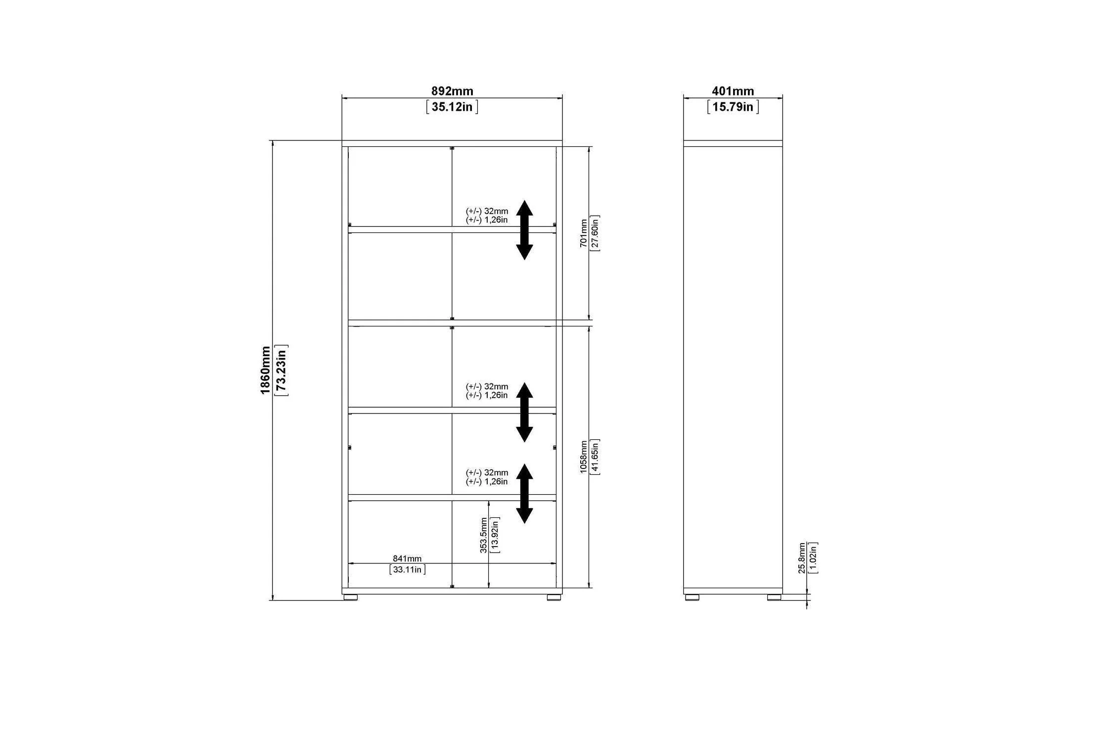 Prima Bookcase 2 Shelves With 2 Drawers 2 Doors In White - Image 10