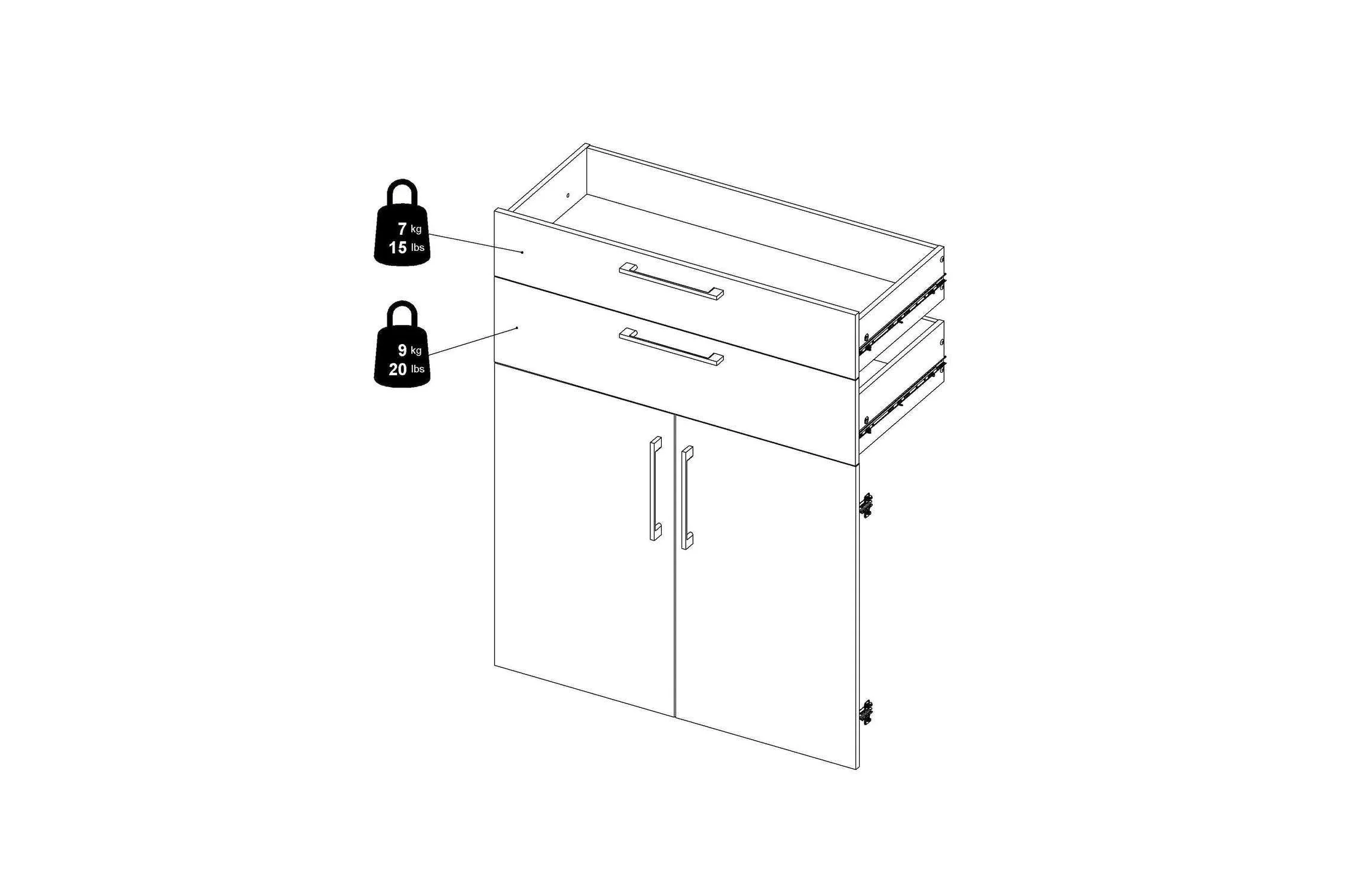 Prima Bookcase 2 Shelves With 2 Drawers 2 Doors In White - Image 13