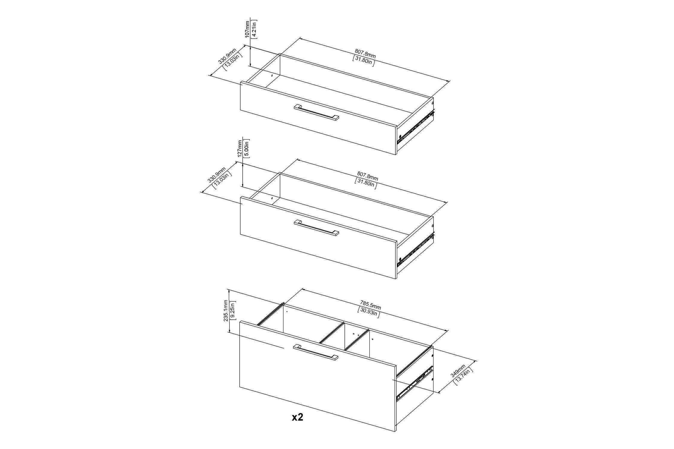 Prima Bookcase 2 Shelves With 2 Drawers 2 File Drawers In Oak - Image 11