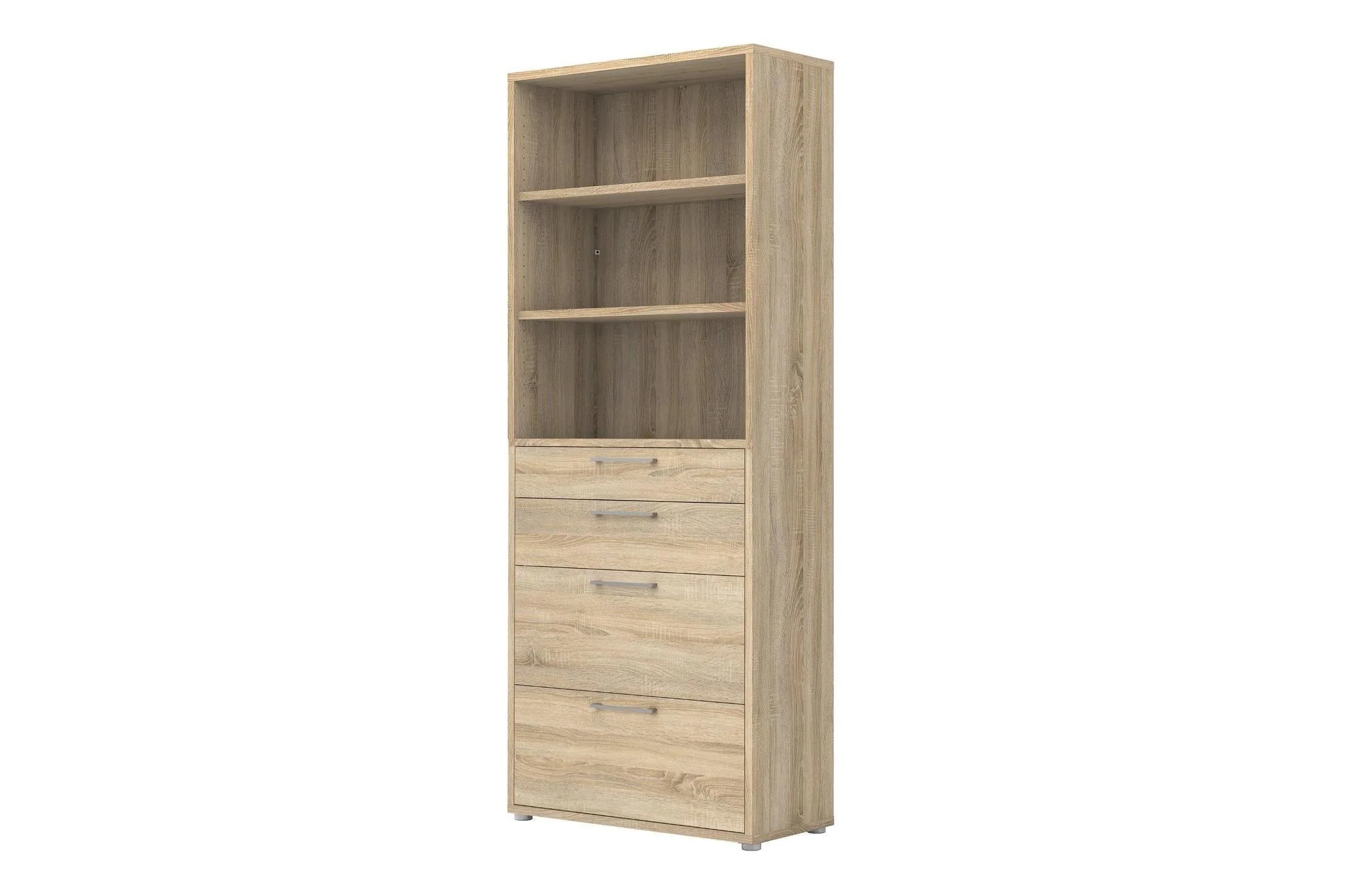 Prima Bookcase 2 Shelves With 2 Drawers 2 File Drawers In Oak - Image 3
