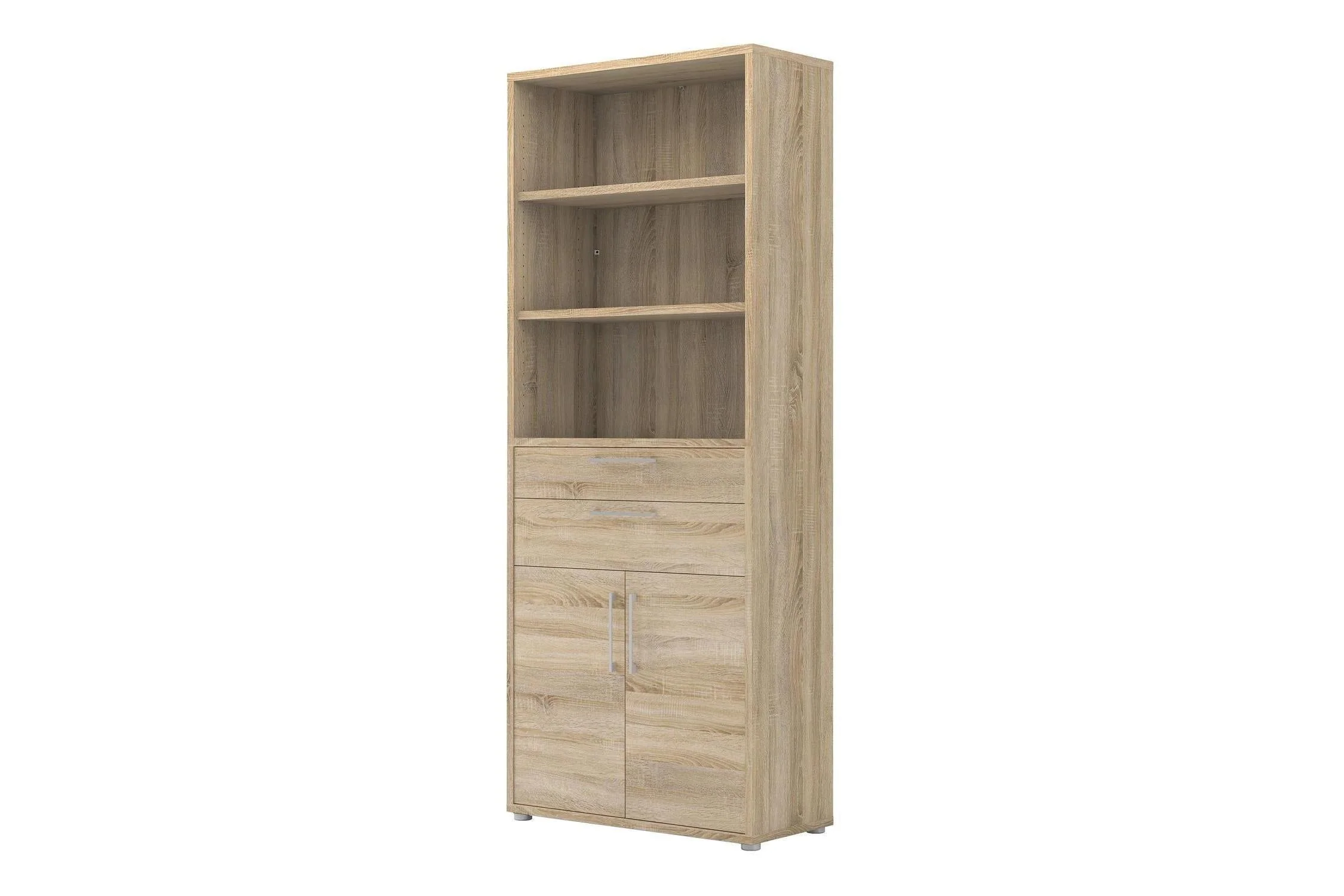 Prima Bookcase 3 Shelves With 2 Drawers 2 Doors In Oak - Image 3