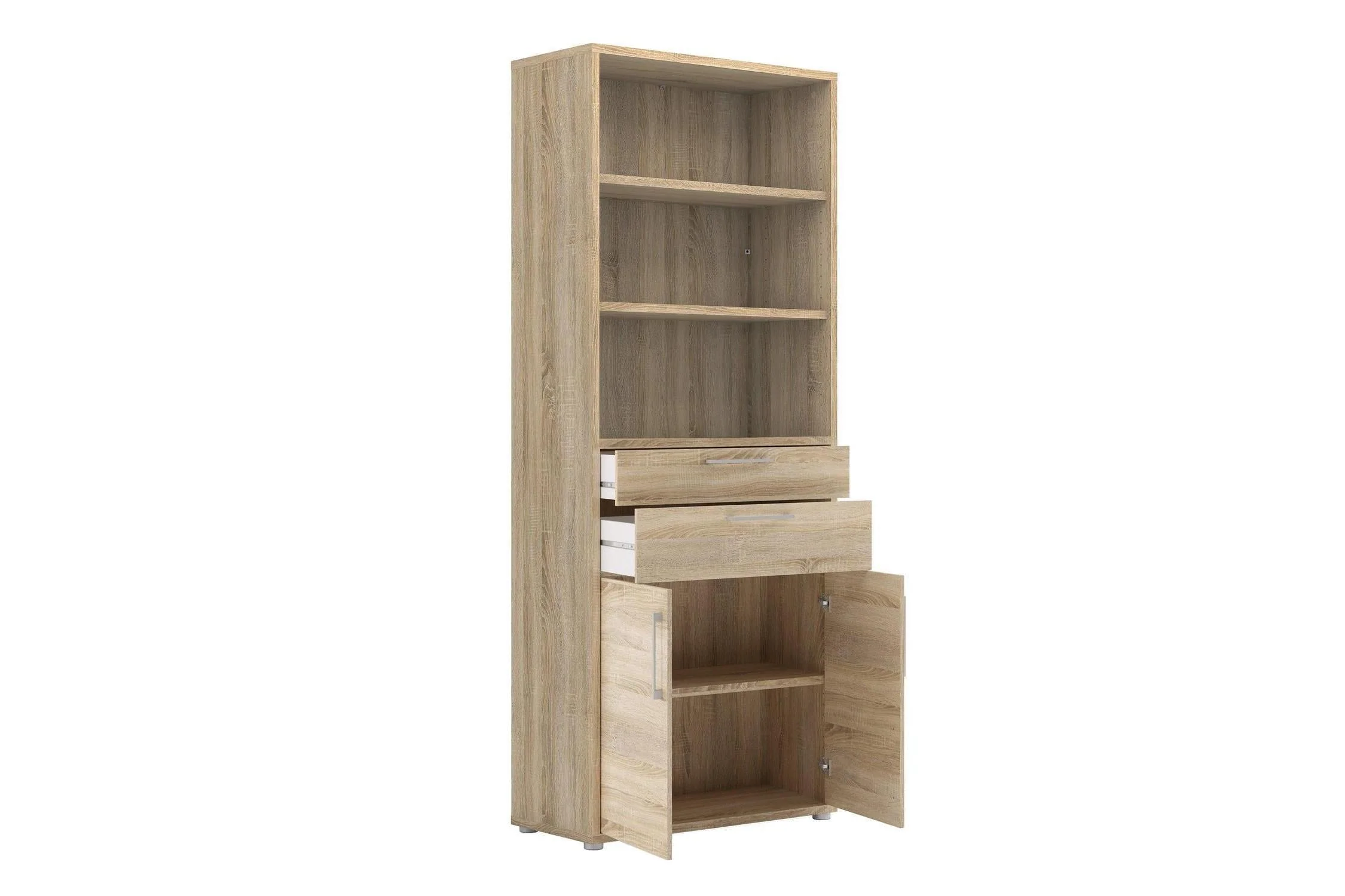 Prima Bookcase 3 Shelves With 2 Drawers 2 Doors In Oak - Image 4
