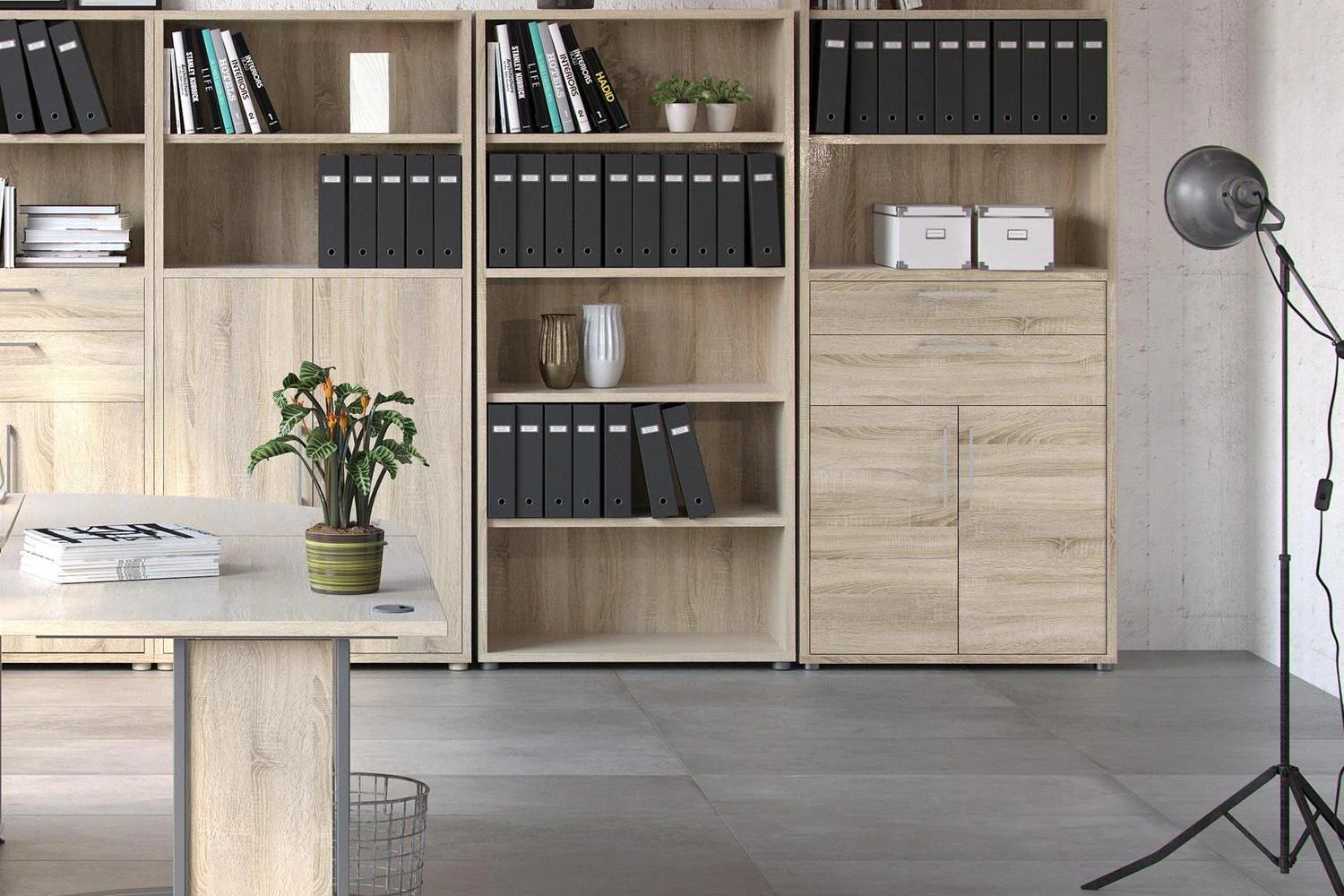 Prima Bookcase 3 Shelves With 2 Drawers 2 Doors In Oak - Image 5