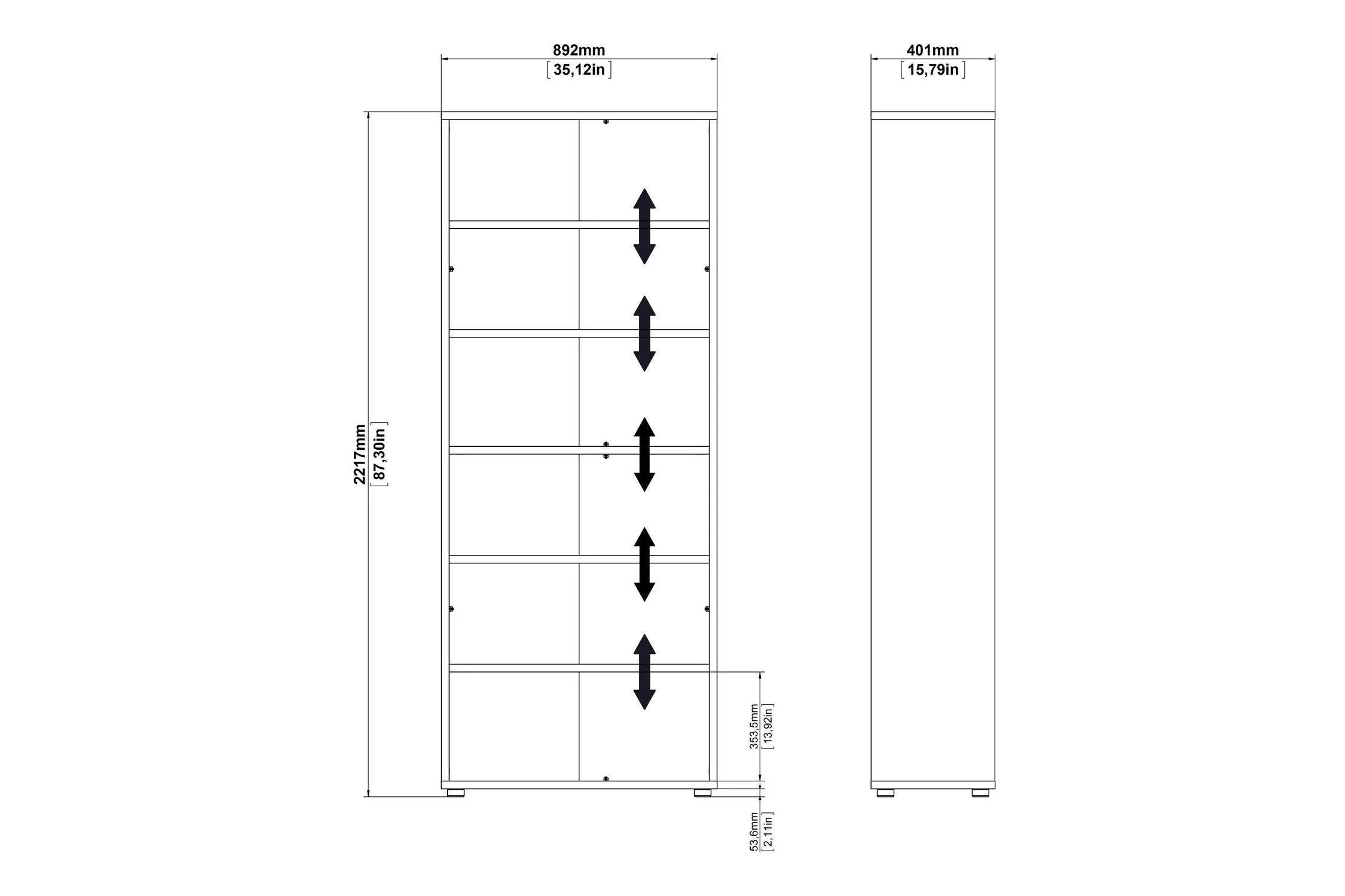 Prima Bookcase 3 Shelves With 2 Drawers 2 Doors In White - Image 10
