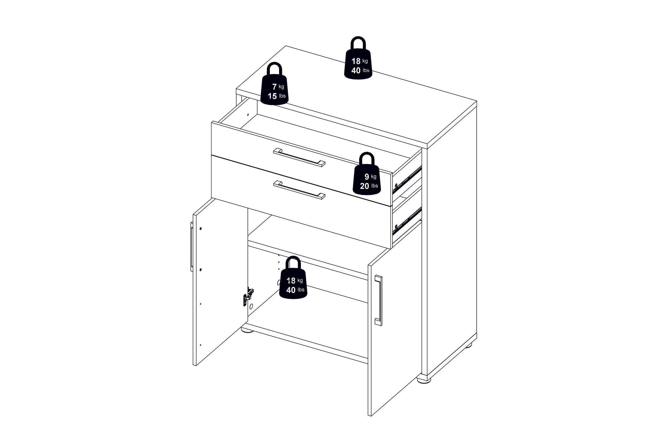Prima Bookcase 3 Shelves With 2 Drawers 2 Doors In White - Image 13