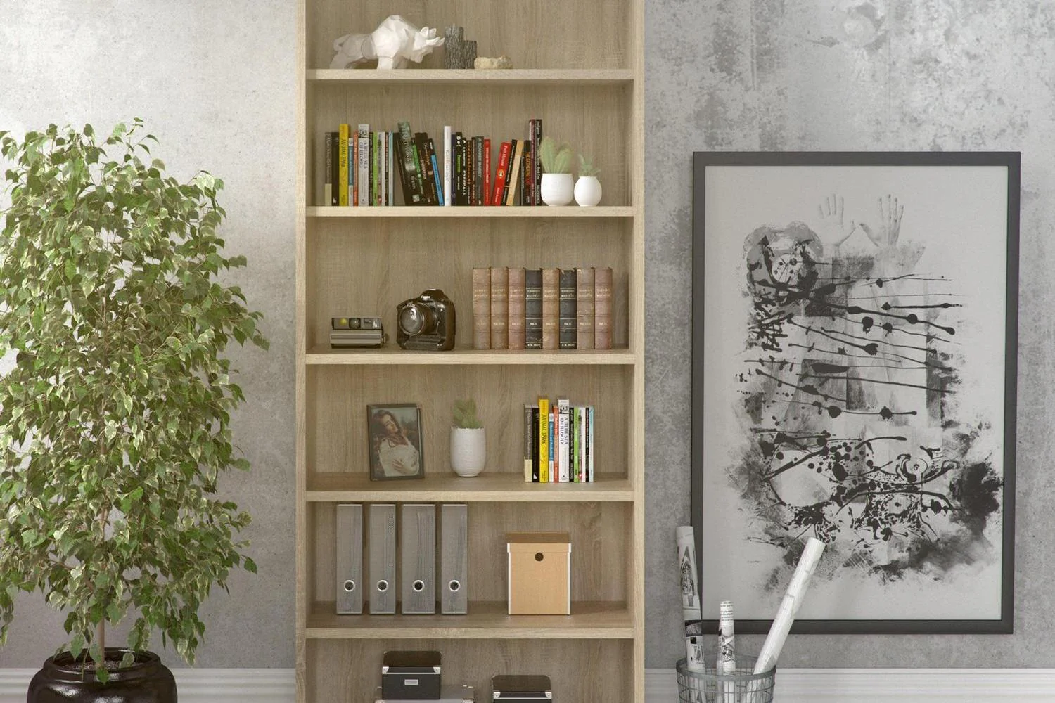 Prima Bookcase 5 Shelves In Oak - Image 4