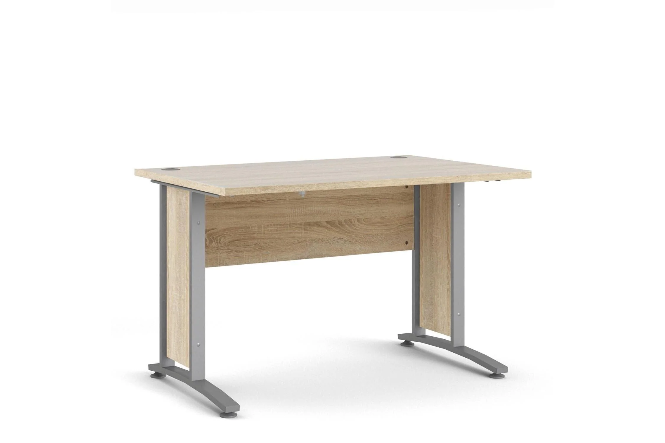 Prima Desk 120cm In Oak With Silver Grey Steel Legs