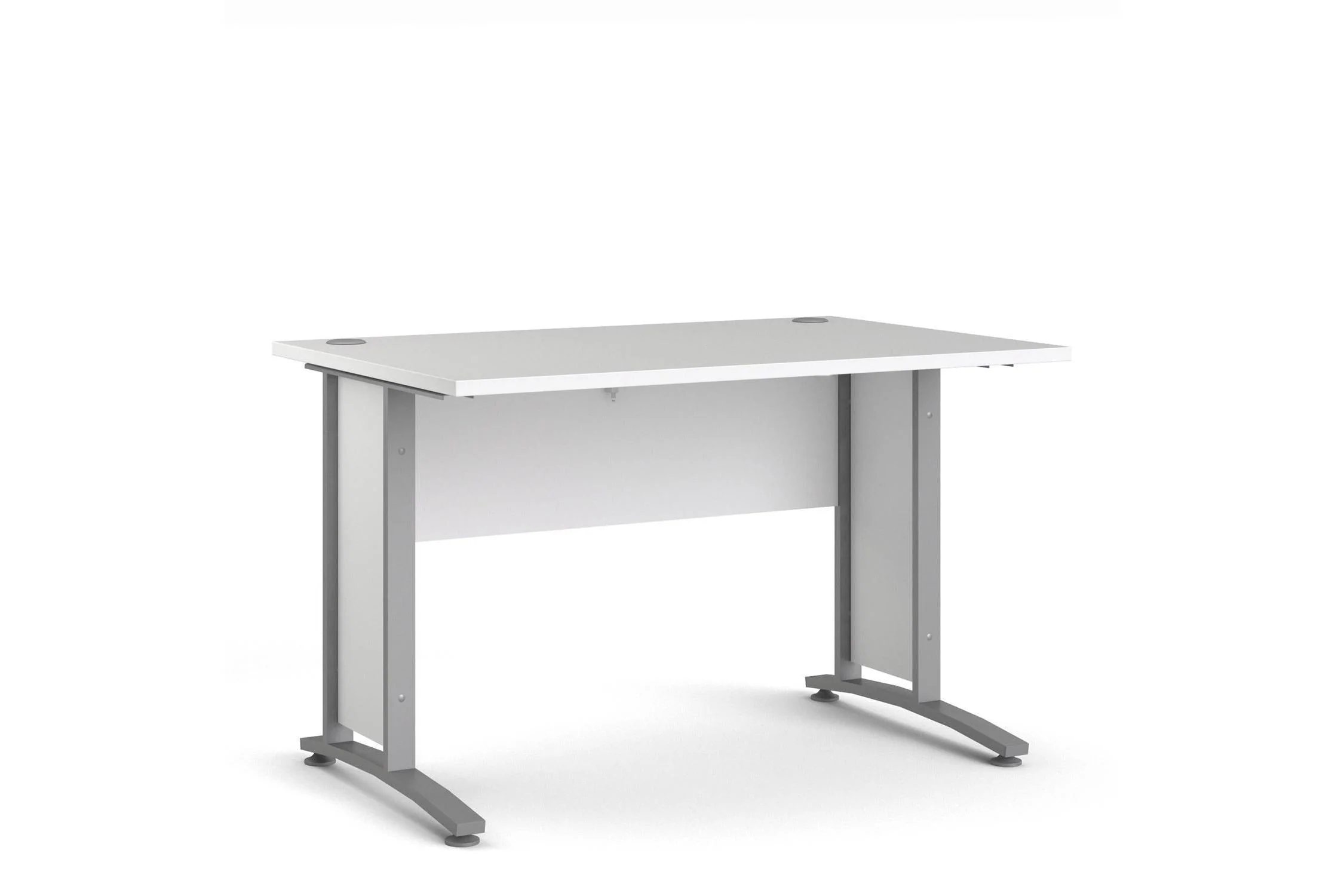 Prima Desk 120cm In White With Silver Grey Steel Legs