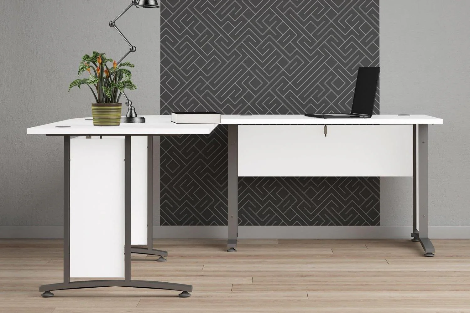 Prima Desk 120cm In White With Silver Grey Steel Legs - Image 6