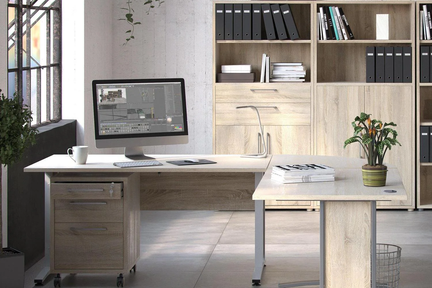 Prima Desk 150cm In Oak With White Legs - Image 4