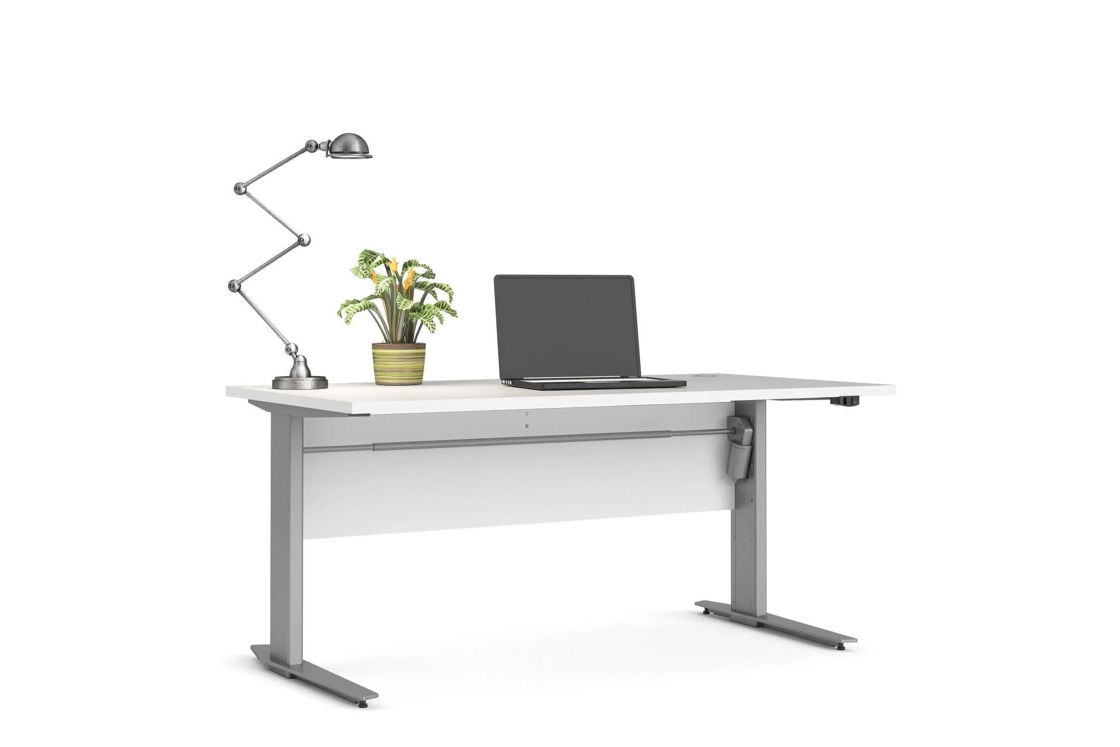 Prima Desk 150cm in White with Height Adjustable Electric Legs (Grey) - Image 6
