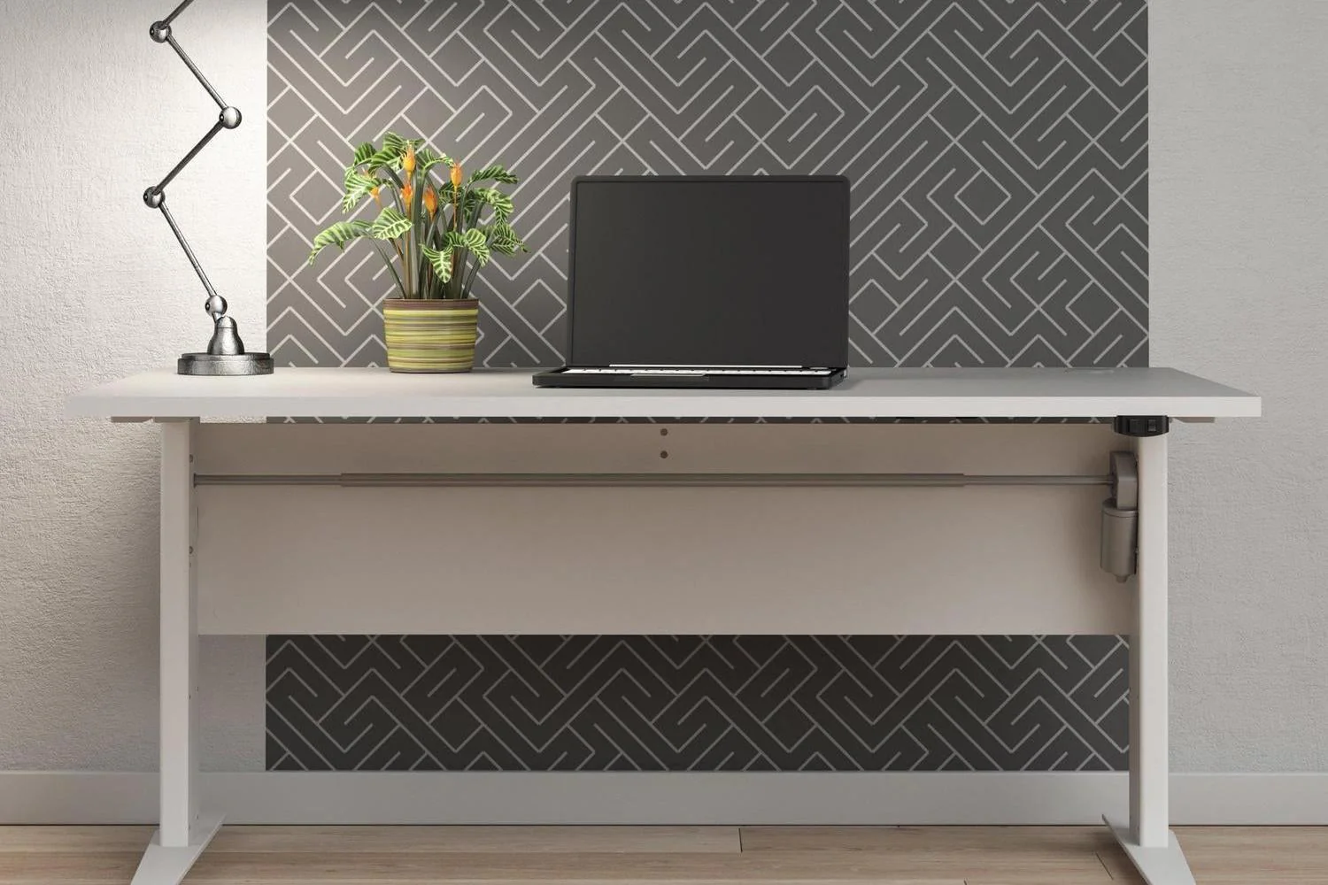 Prima Desk 150cm in White with Height Adjustable Electric Legs (White) - Image 4