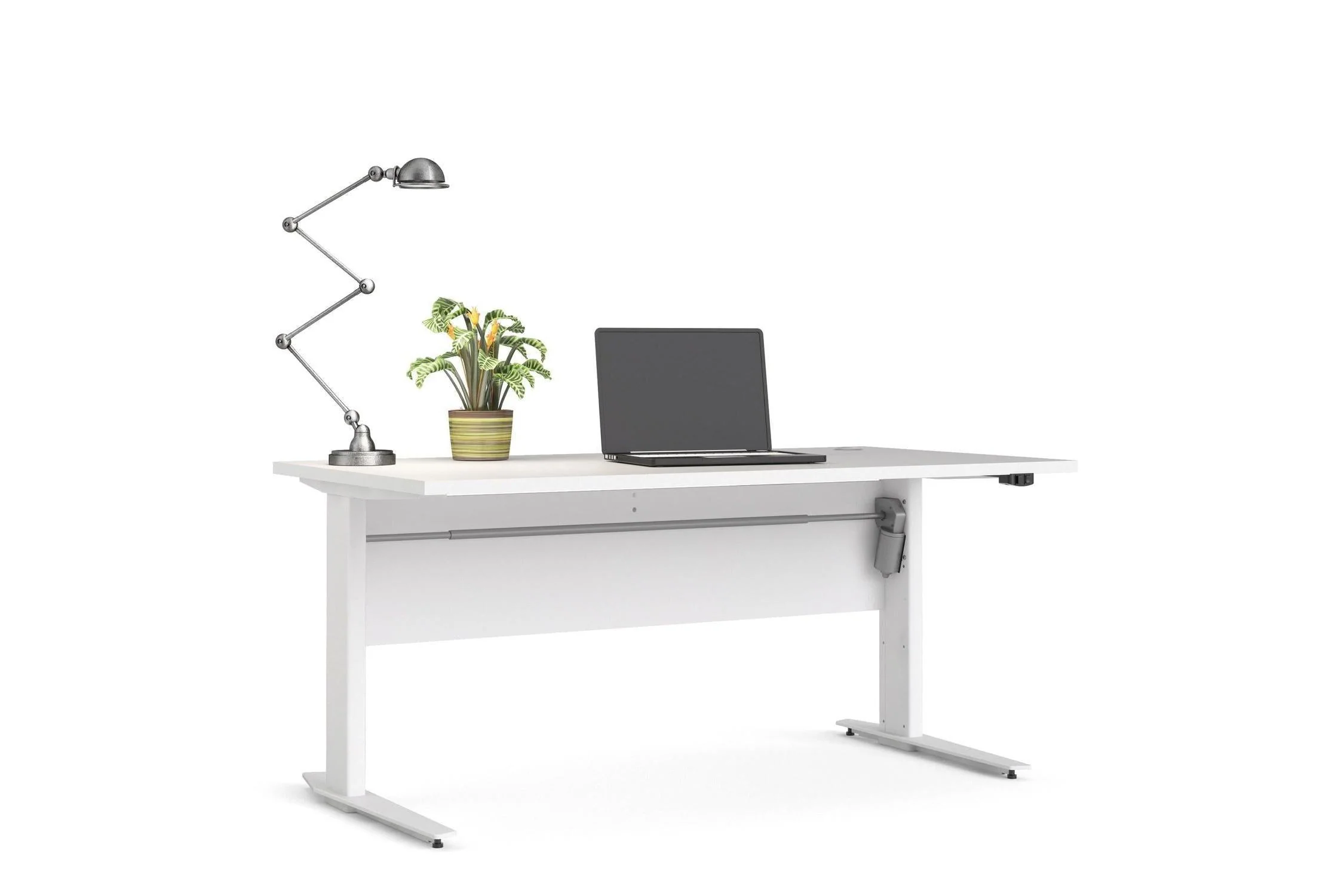 Prima Desk 150cm in White with Height Adjustable Electric Legs (White) - Image 5