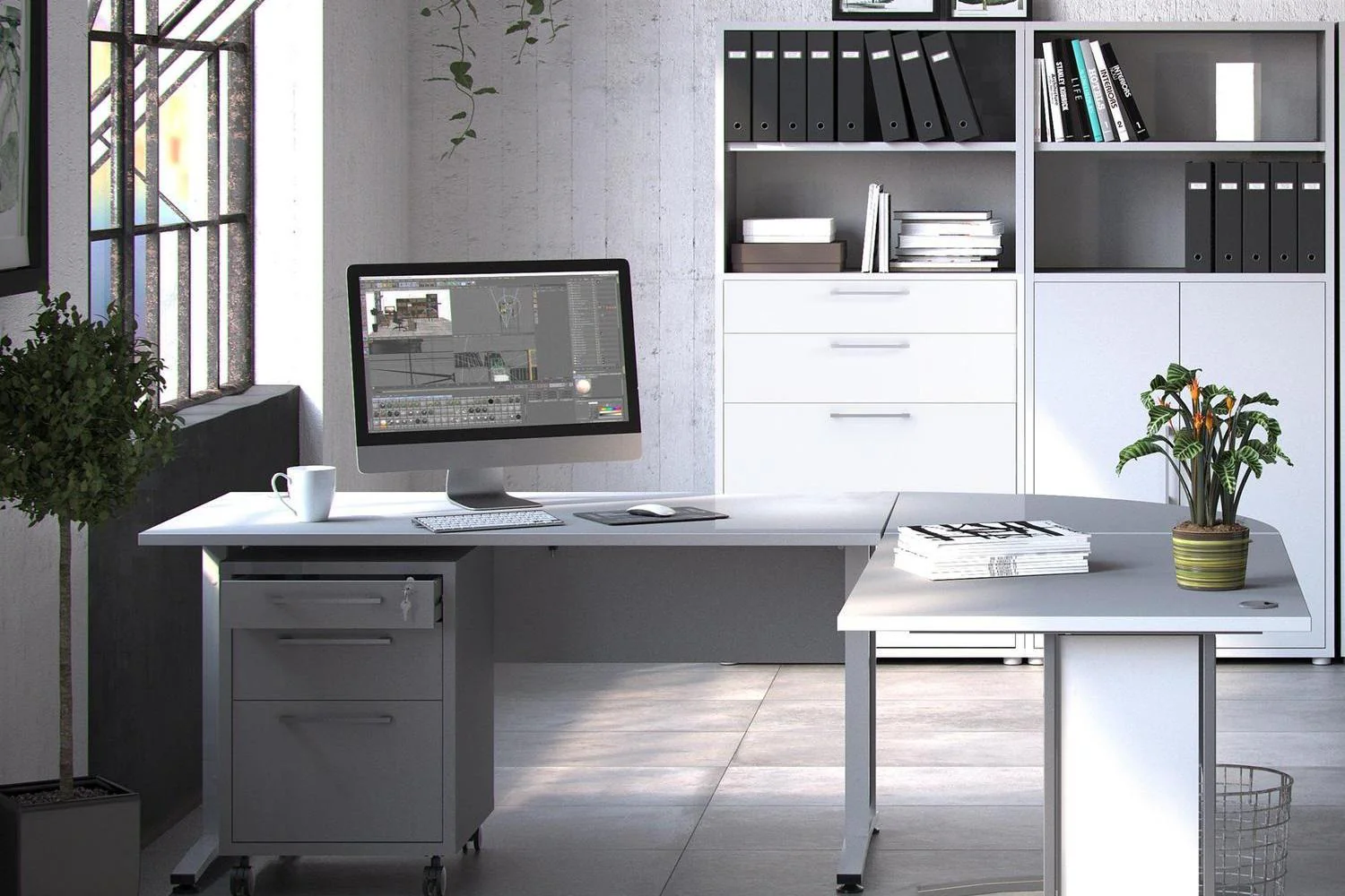 Prima Desk 150cm In White With Silver Grey Steel Legs - Image 4