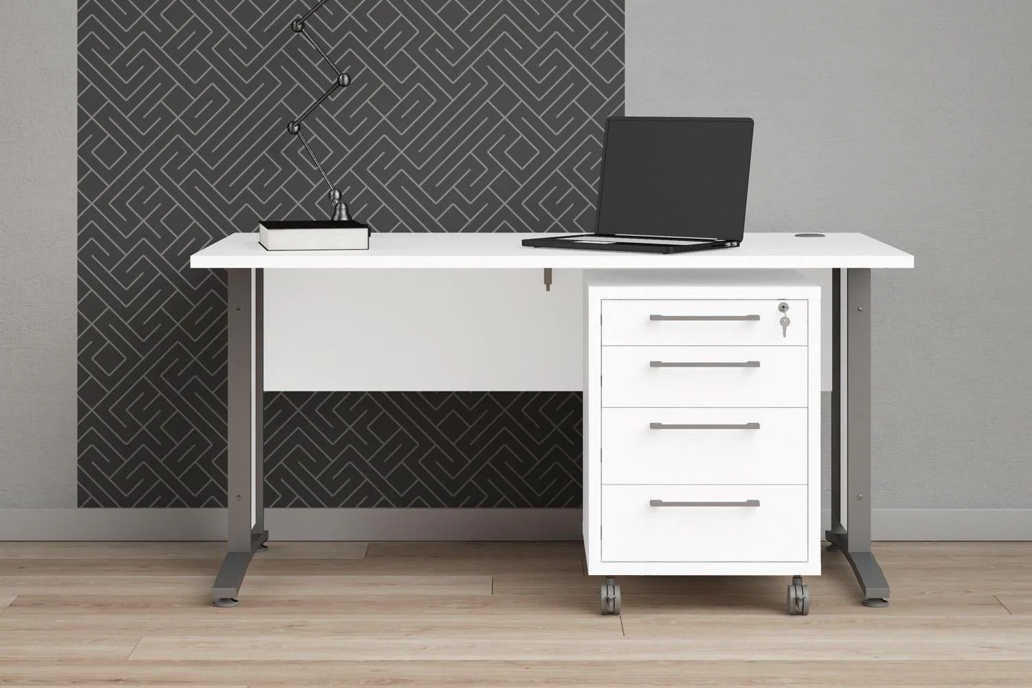 Prima Desk 150cm In White With Silver Grey Steel Legs - Image 7