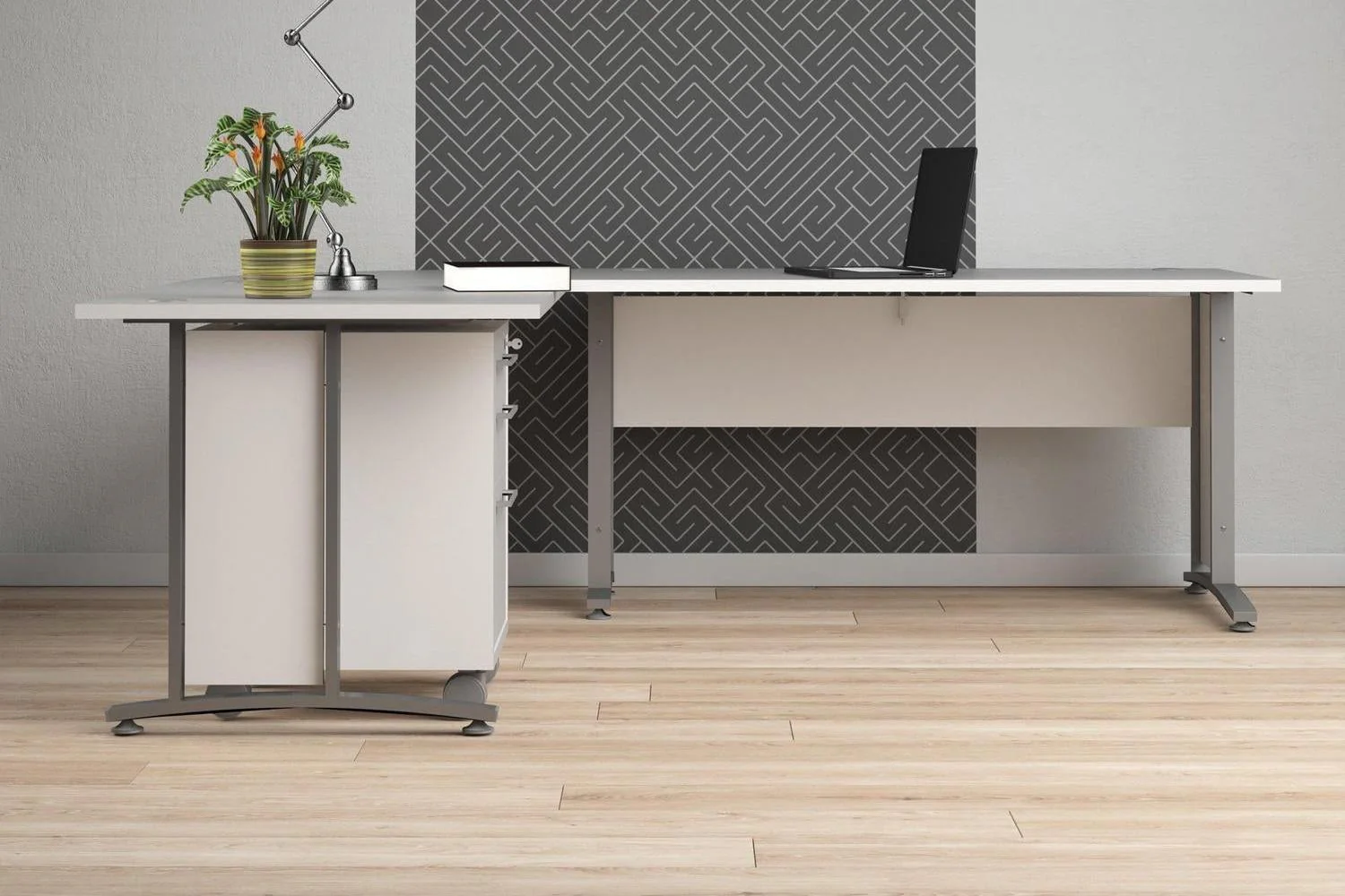 Prima Desk 150cm In White With Silver Grey Steel Legs - Image 8