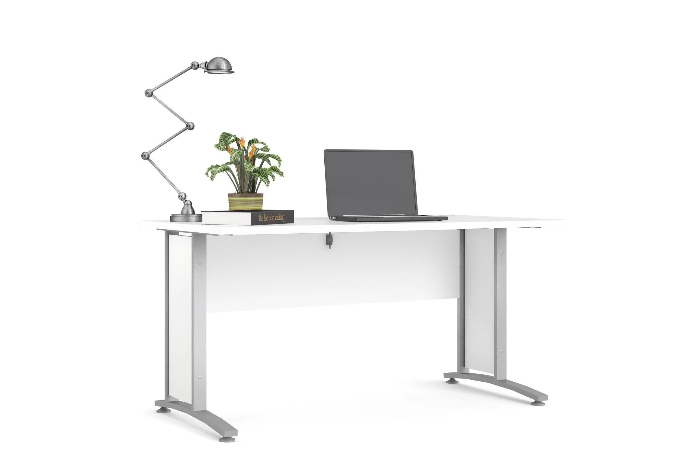 Prima Desk 150cm In White With Silver Grey Steel Legs - Image 9