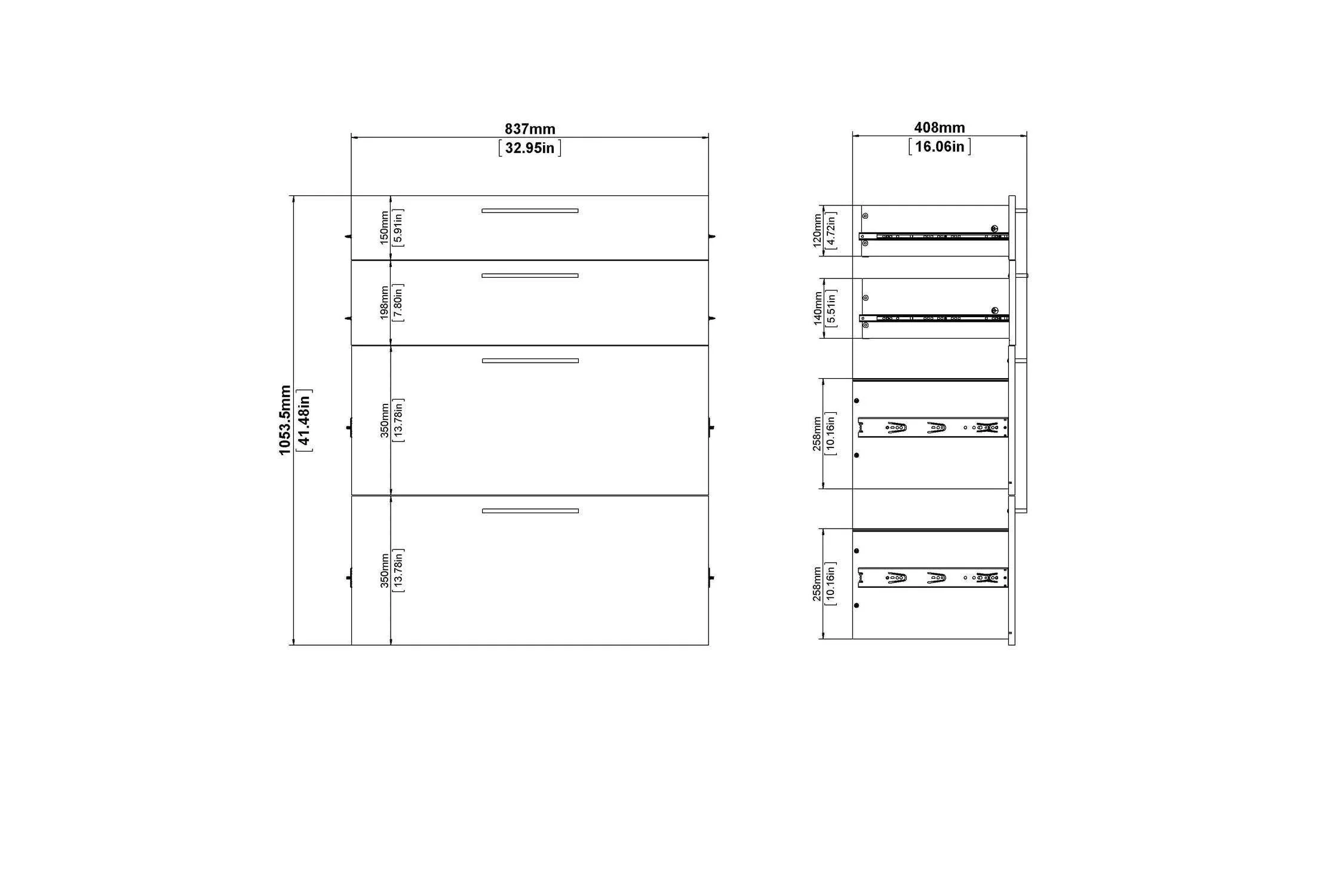 Prima Office Chest of 2 Drawers and 2 File Drawers in Oak - Image 11