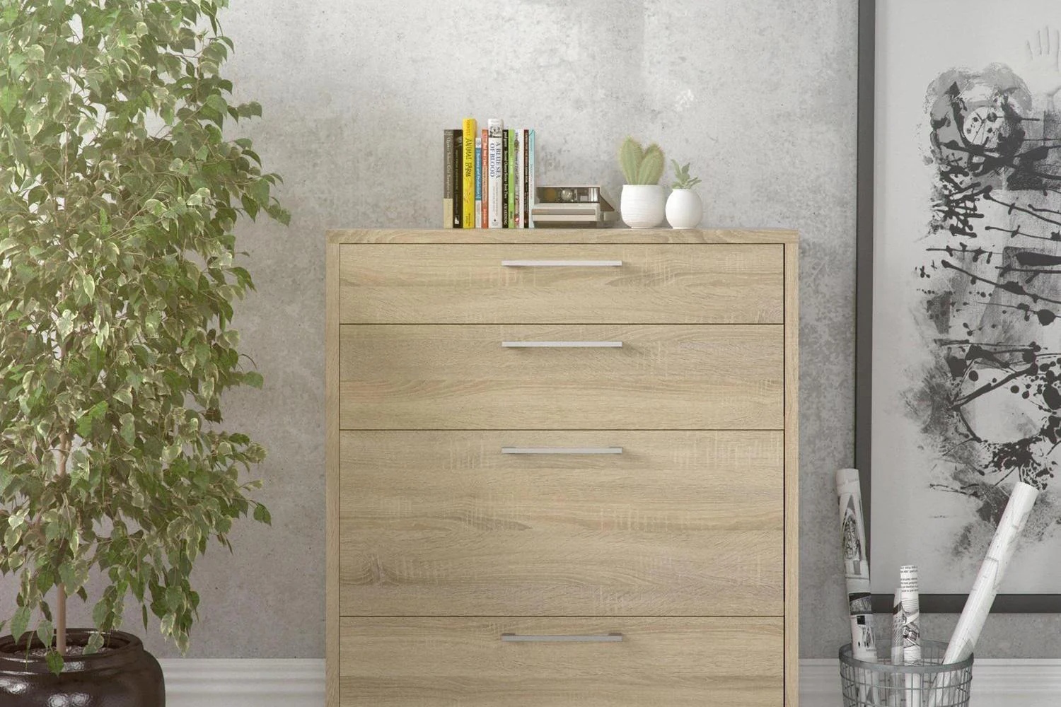 Prima Office Chest of 2 Drawers and 2 File Drawers in Oak - Image 5