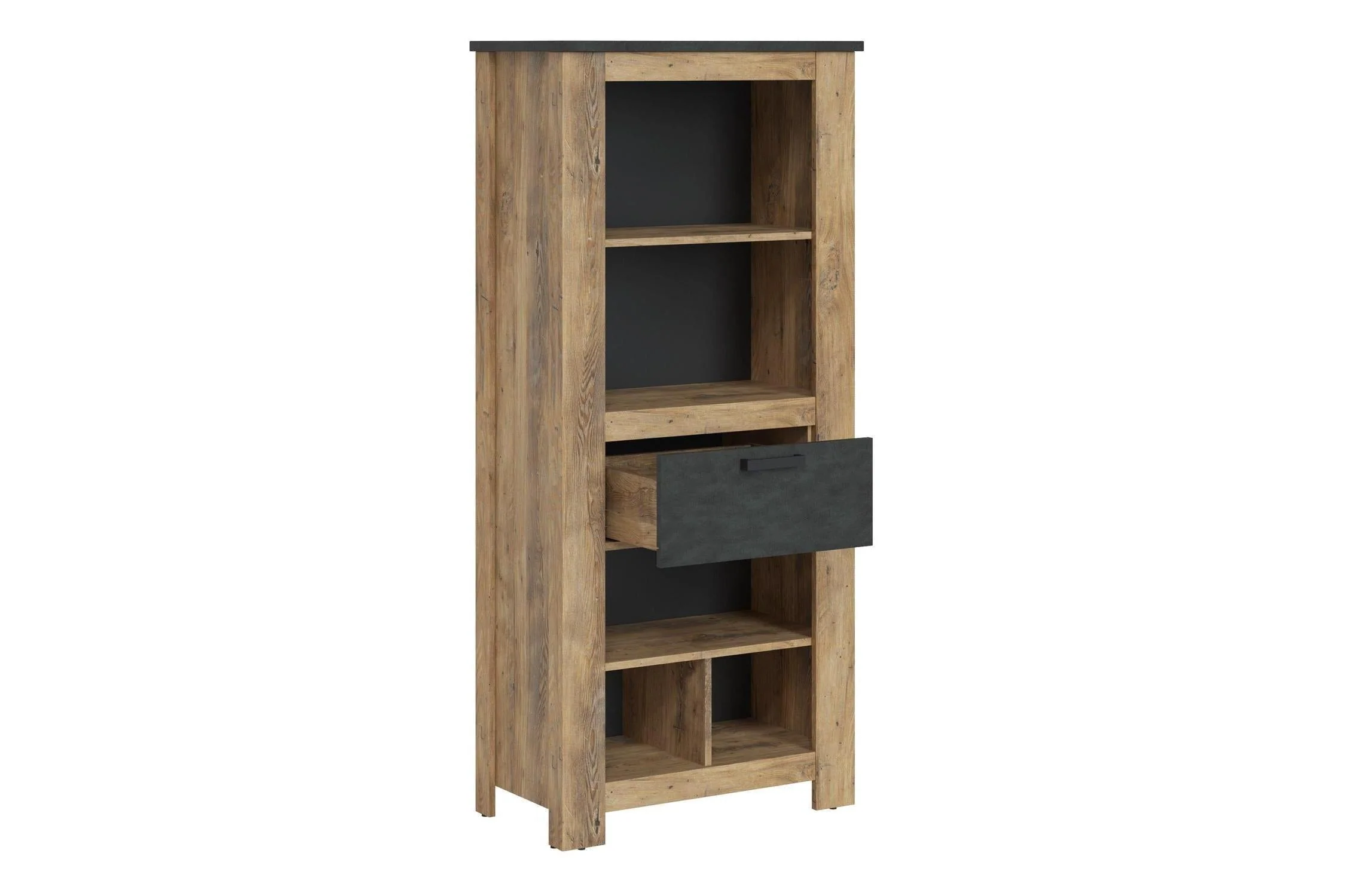 Rapallo 1 Drawer Bookcase In Chestnut And Matera Grey - Image 2