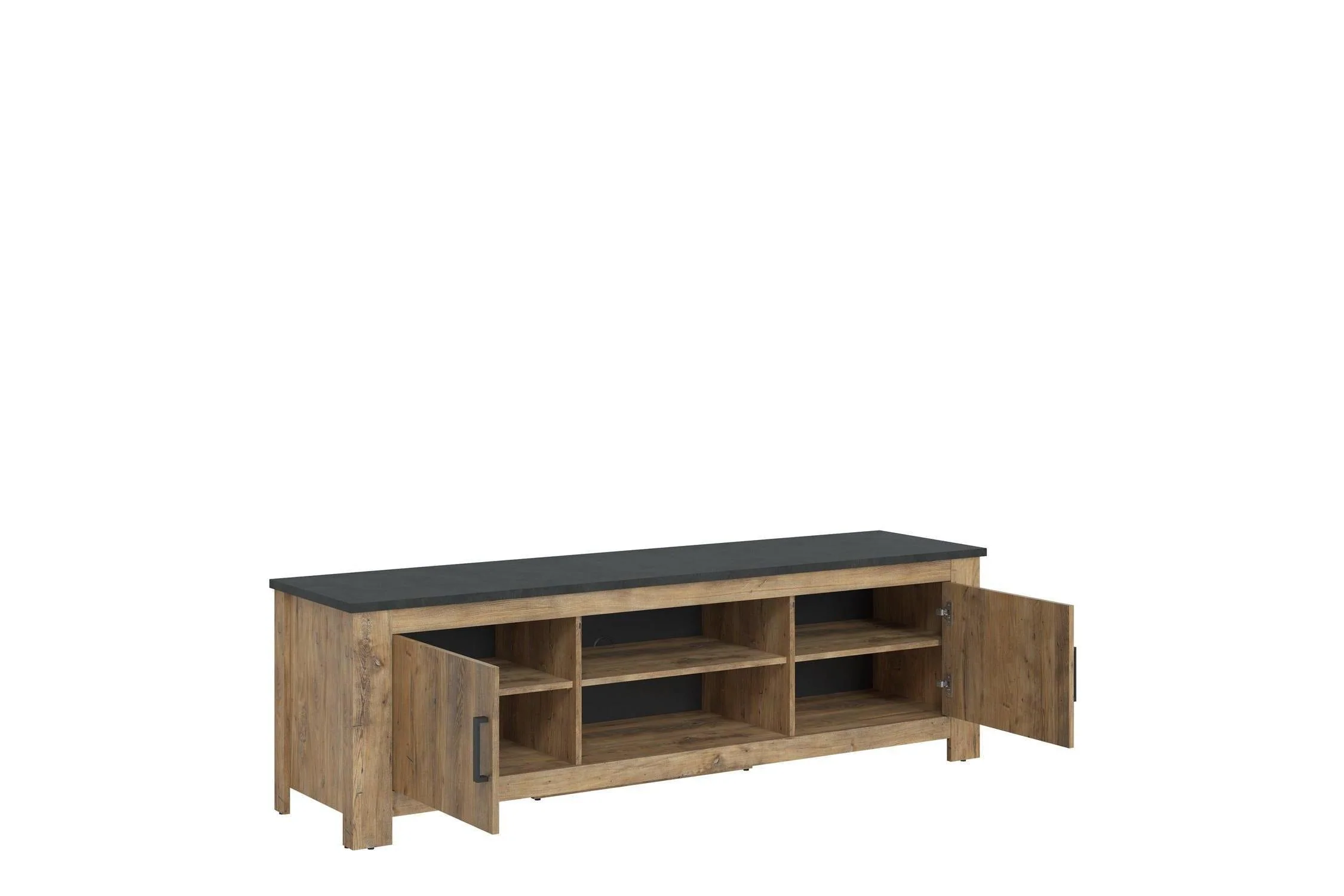 Rapallo 2 Door 189cm Wide Tv Cabinet In Chestnut And Matera Grey - Image 3