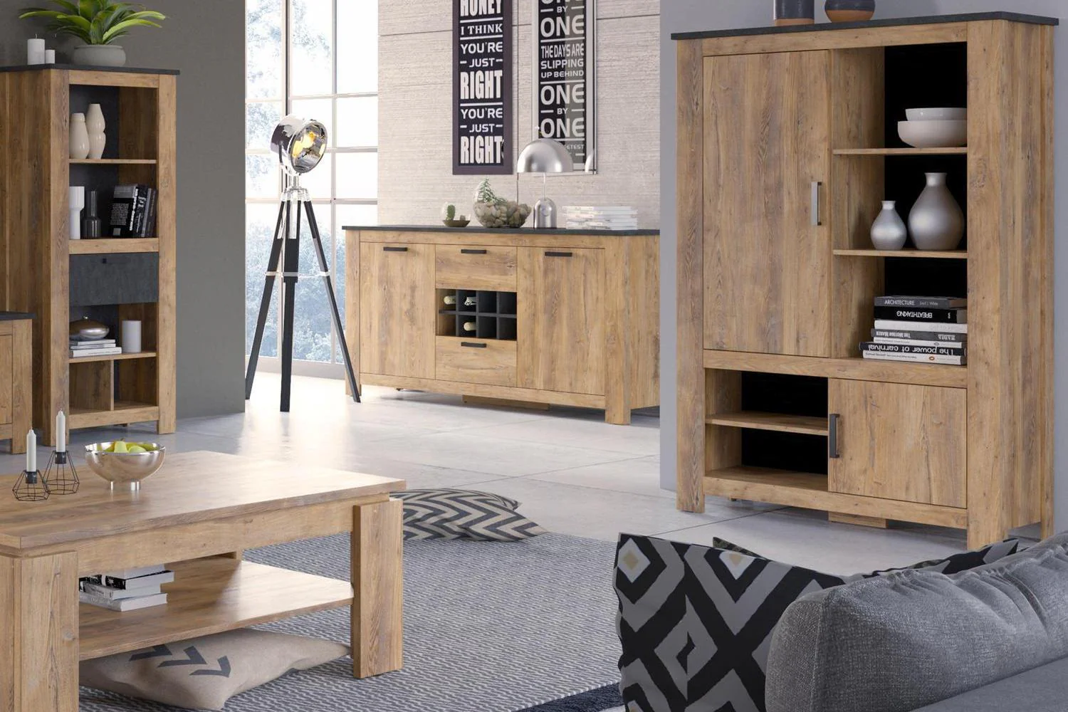 Rapallo Extending Dining Table 160-200cm In Chestnut And Matera Grey - Image 6