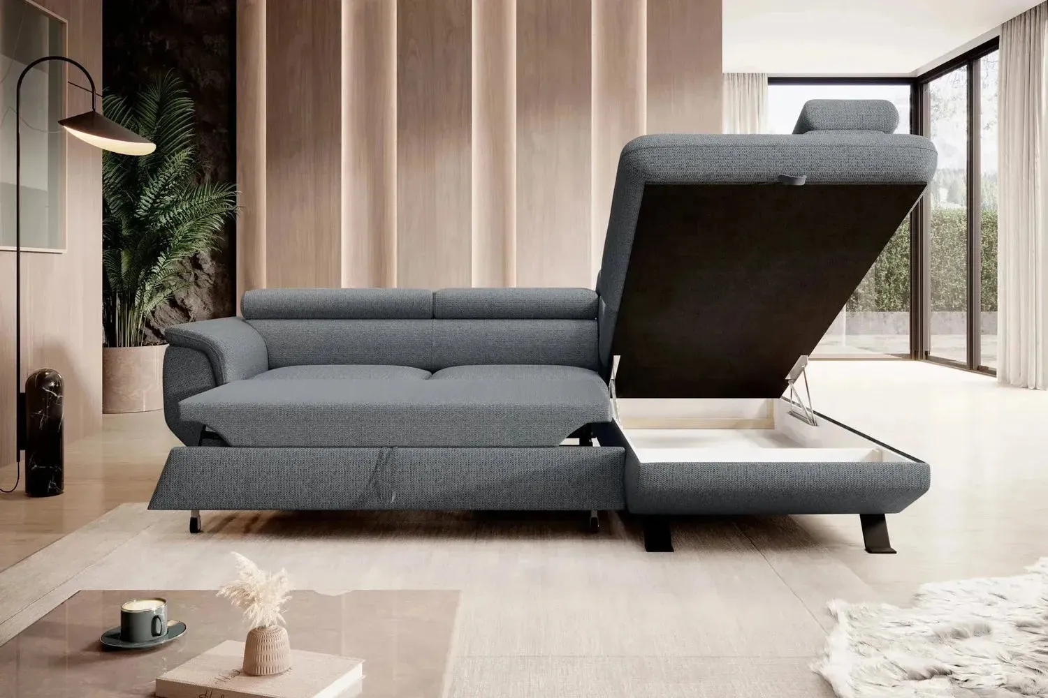 Raven L Corner Sofa Bed With Storage - Image 2