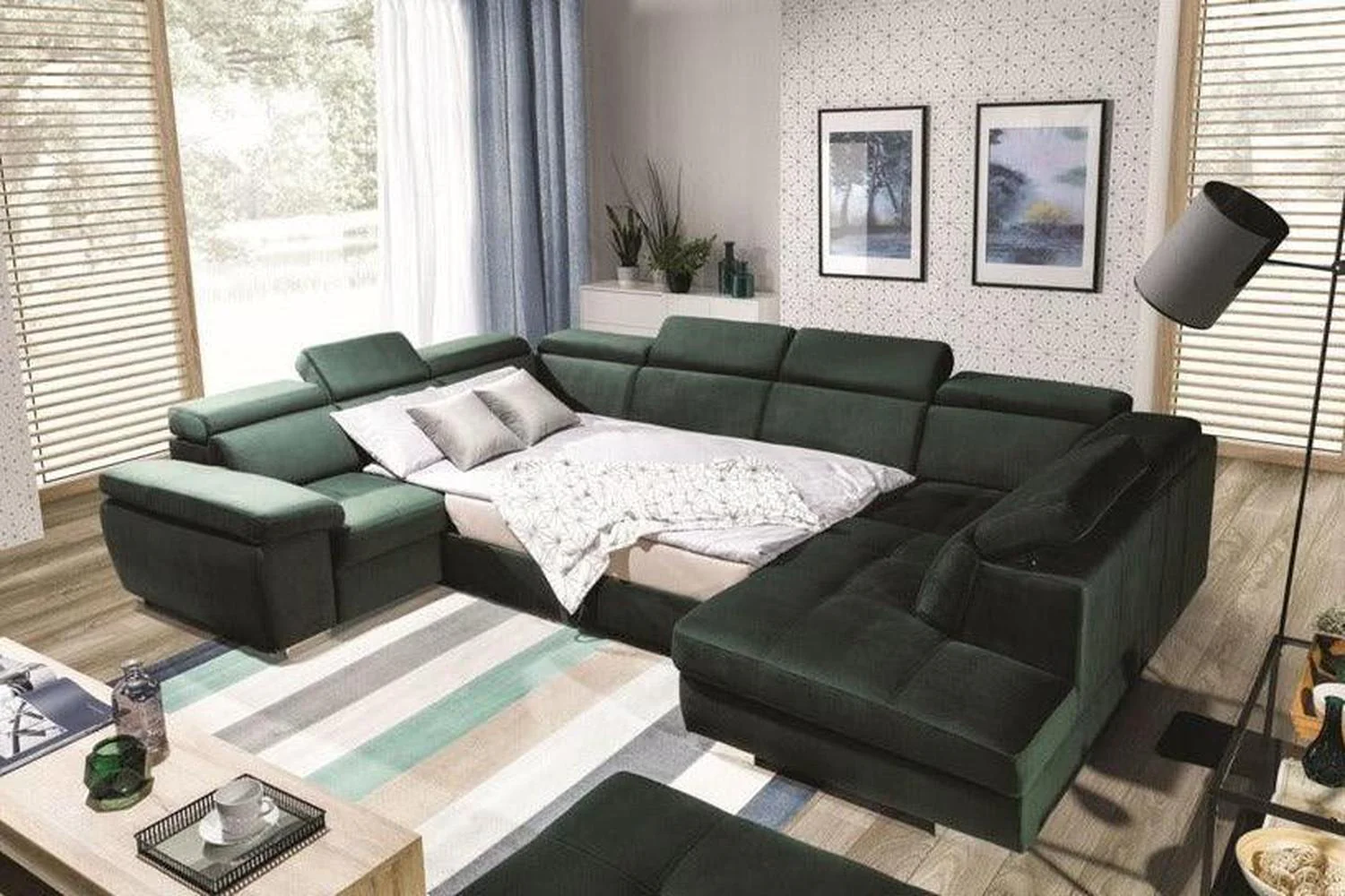 Rosso III U Shape Corner Sofa Bed With Storage - Image 3