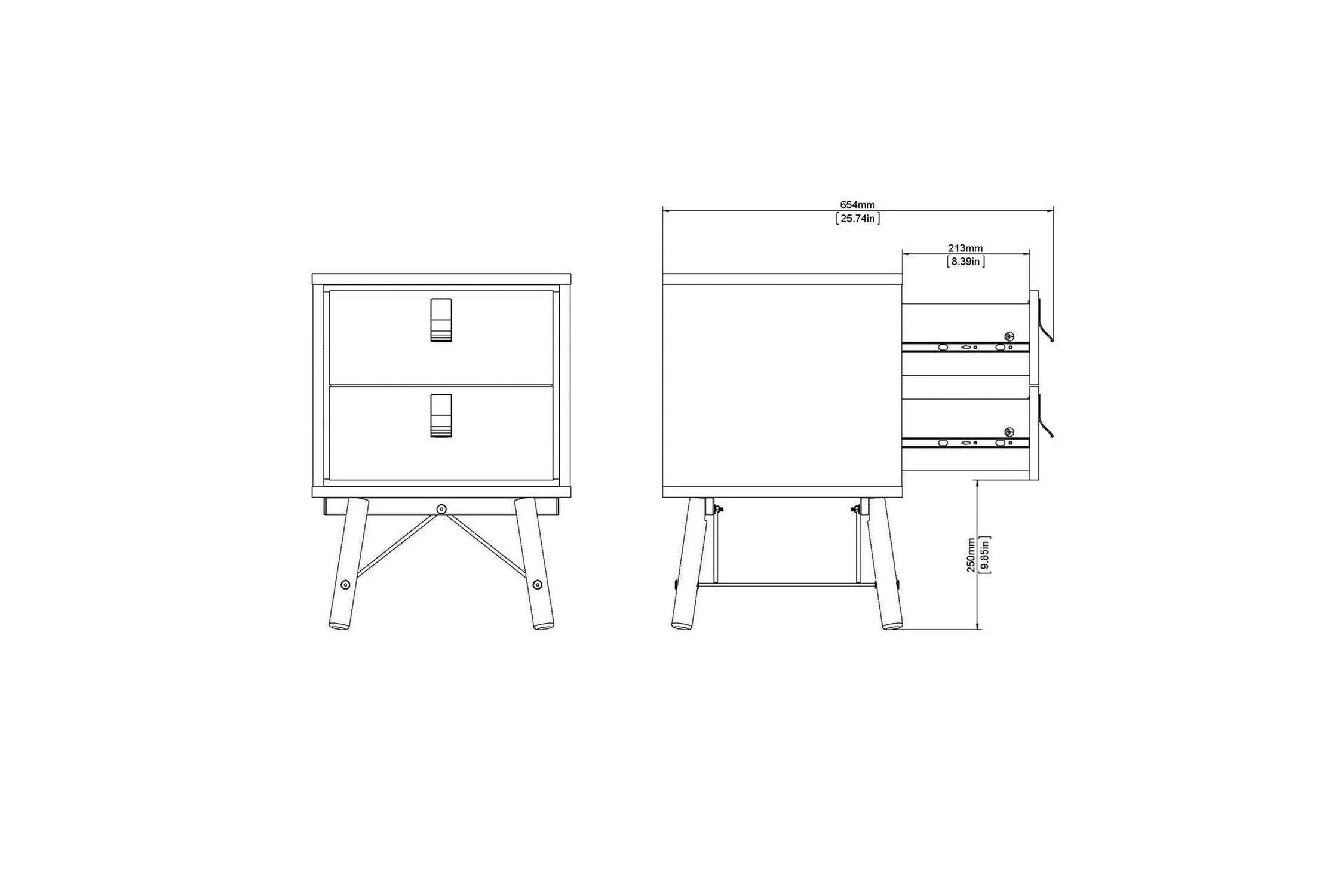 Ry Bedside Cabinet 2 Drawer In Matt Black Walnut - Image 10