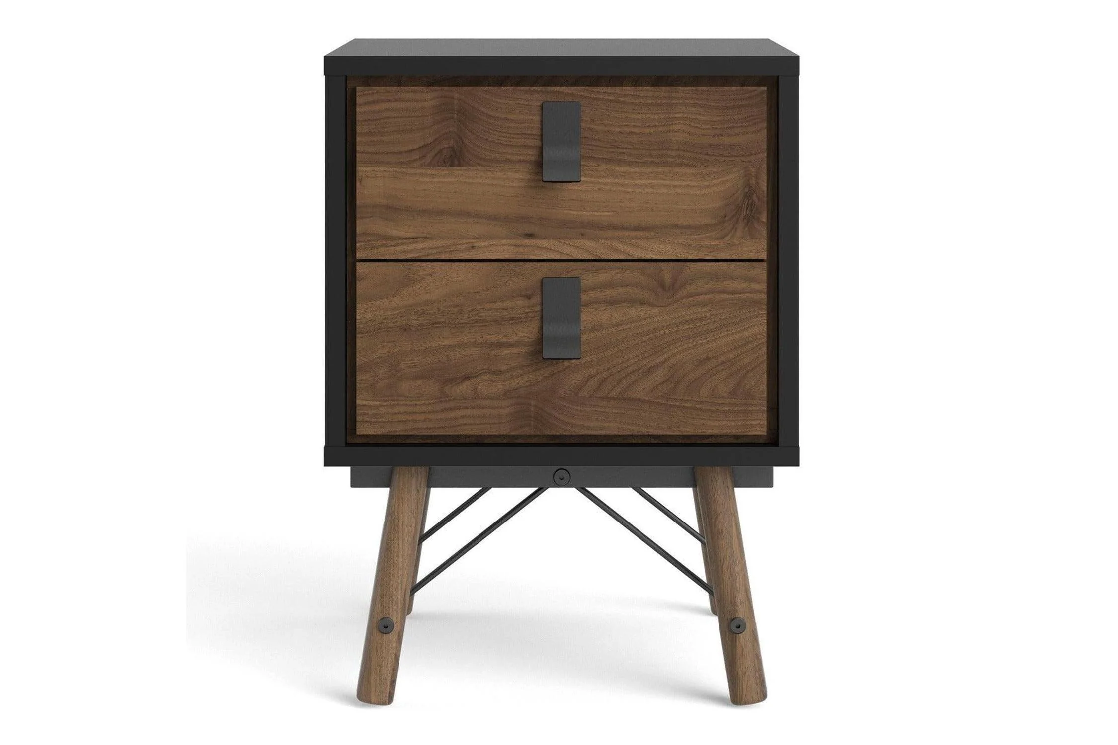 Ry Bedside Cabinet 2 Drawer In Matt Black Walnut - Image 7