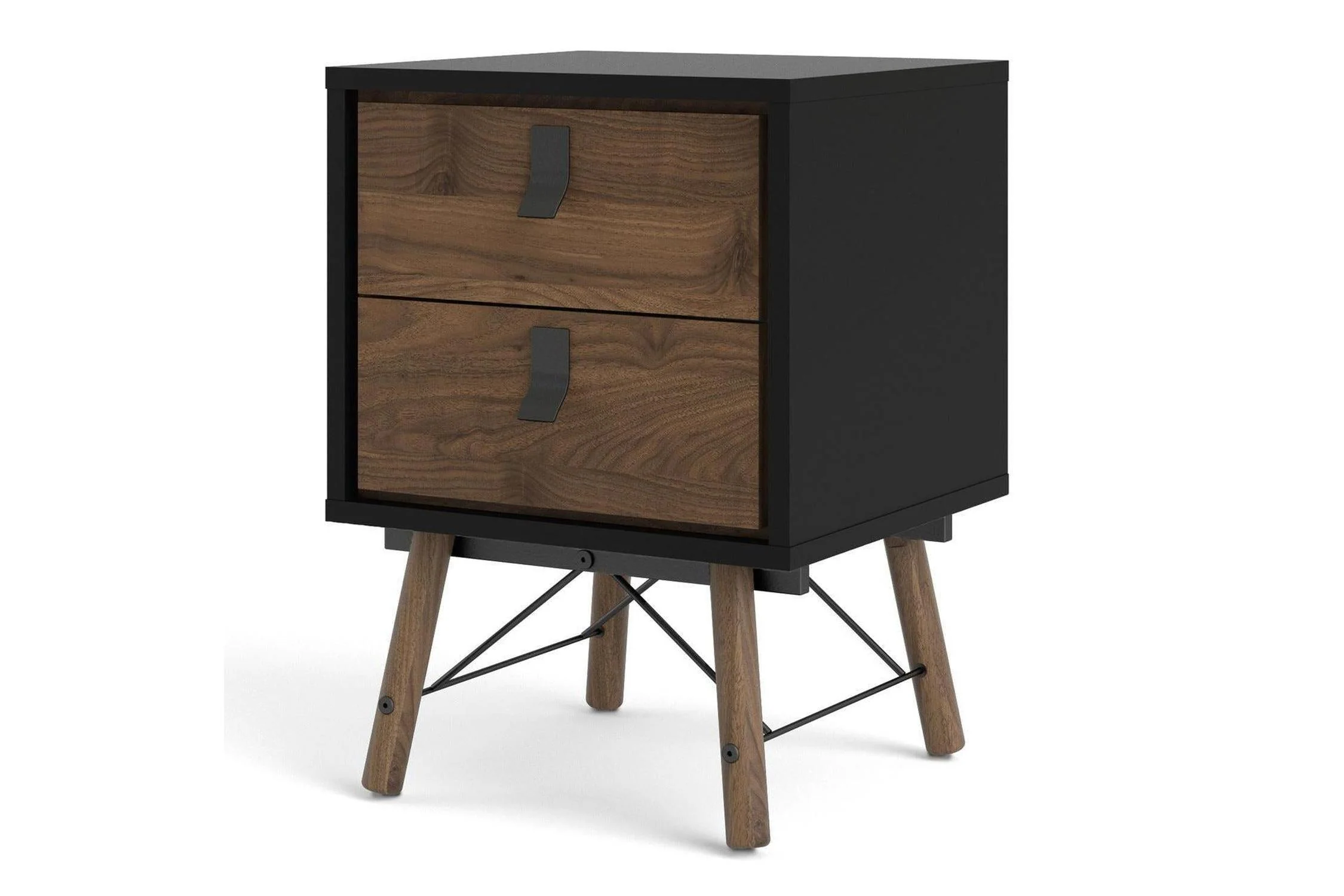 Ry Bedside Cabinet 2 Drawer In Matt Black Walnut - Image 8