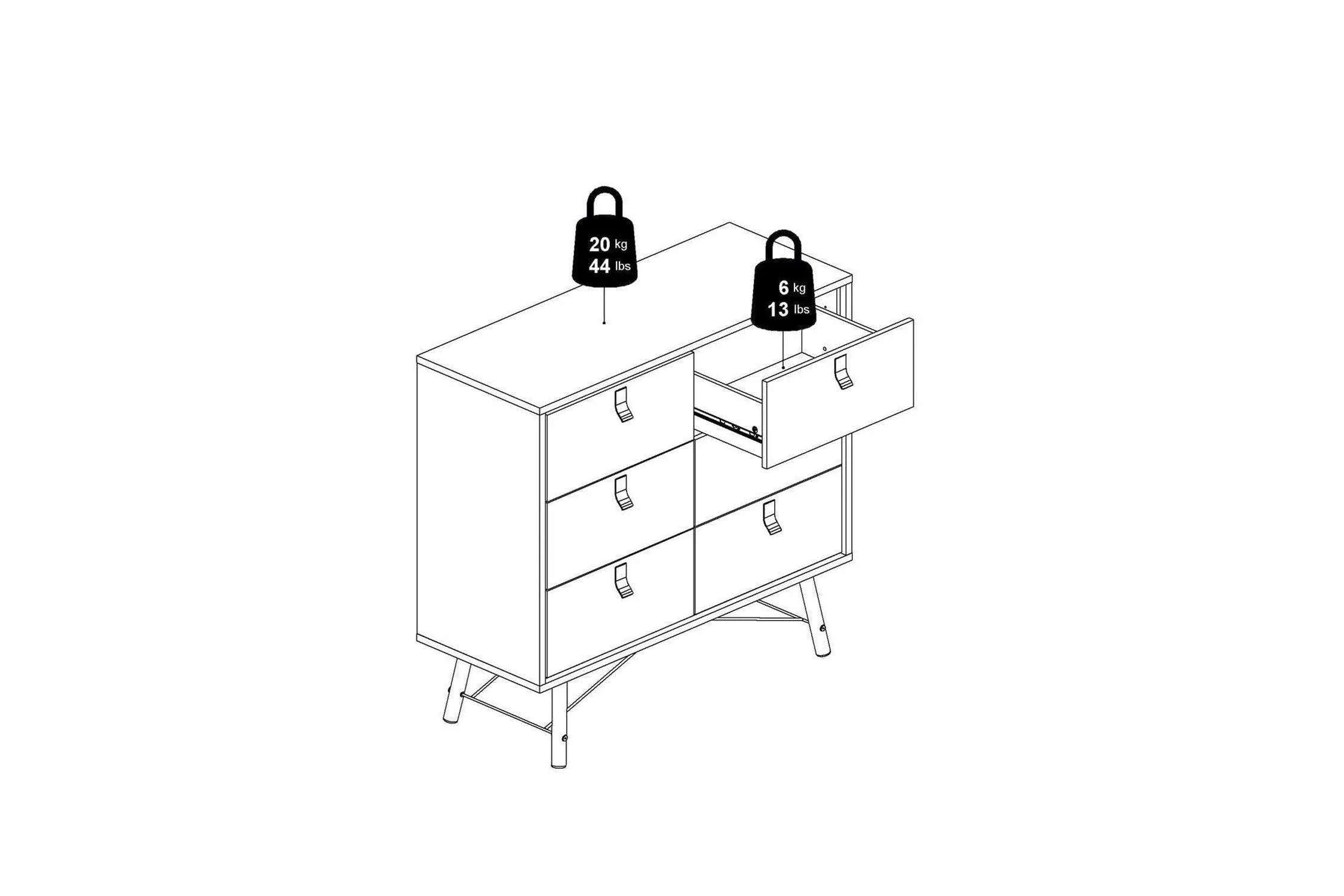 Ry Wide Double Chest 6 Drawers Matt Black Walnut - Image 10