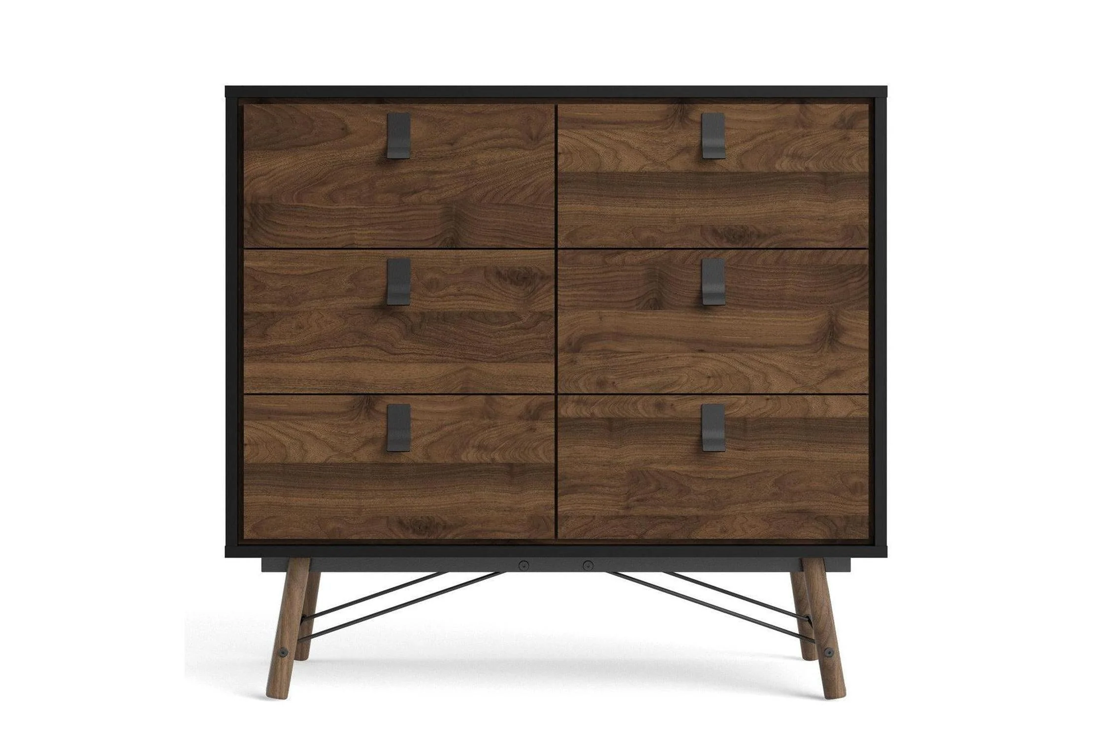 Ry Wide Double Chest 6 Drawers Matt Black Walnut - Image 3