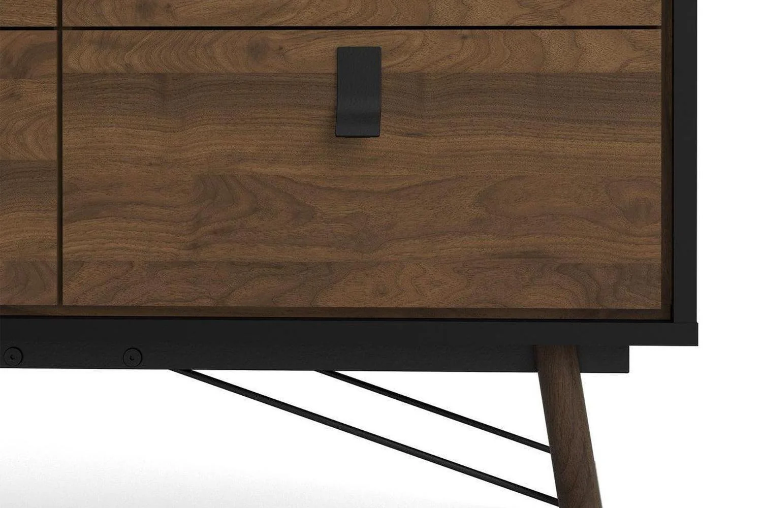 Ry Wide Double Chest 6 Drawers Matt Black Walnut - Image 4