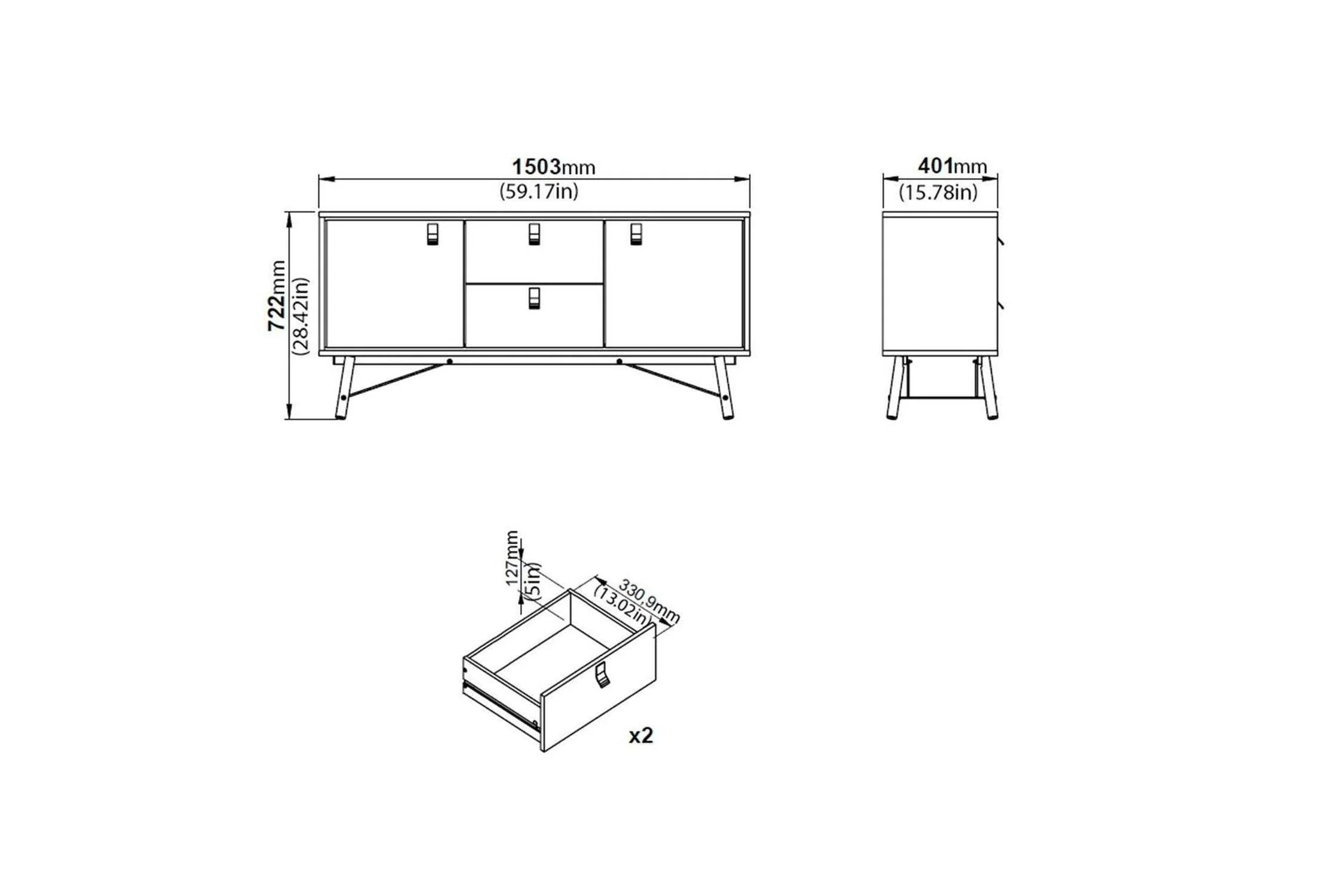 Ry Sideboard 2 Doors 2 Drawers in Black Walnut - Image 9
