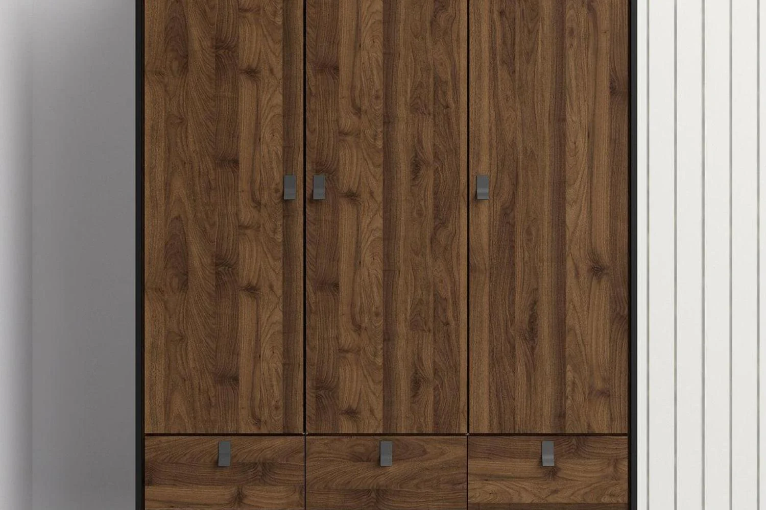 Ry Wardrobe 3 Doors 3 Drawers in Matt Black Walnut - Image 5