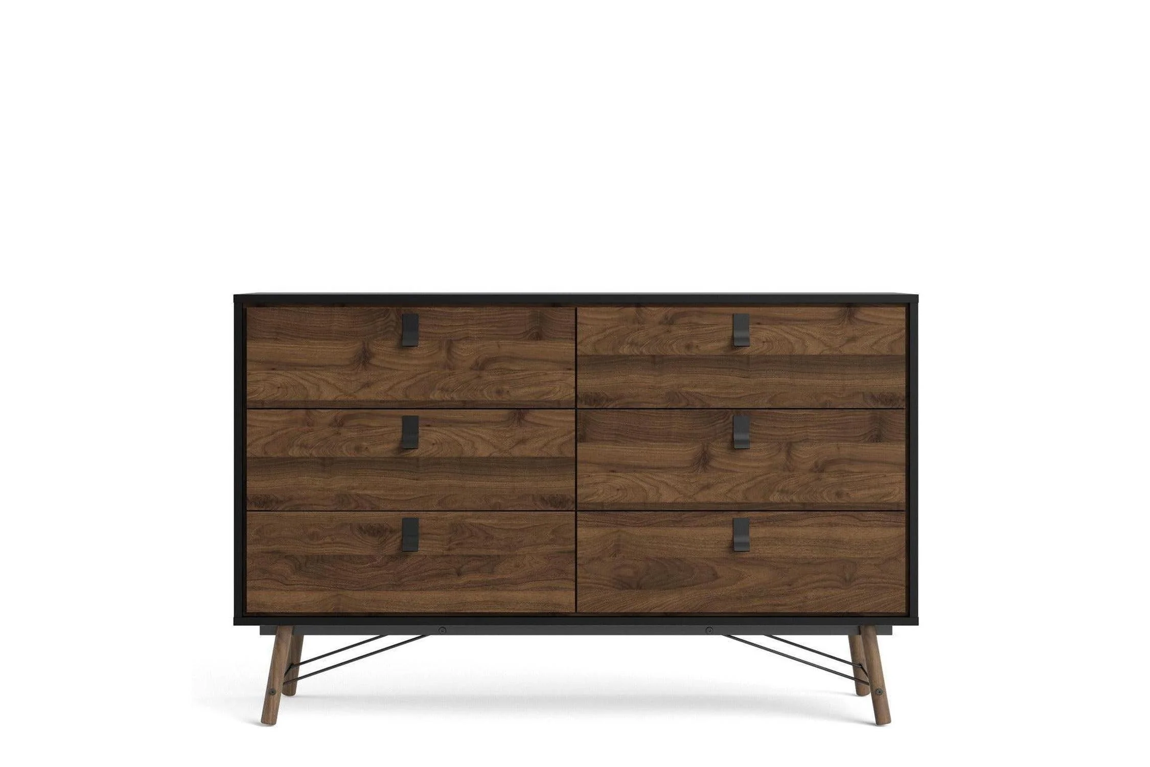 Ry Wide Double Chest 6 Drawers Matt Black Walnut - Image 3
