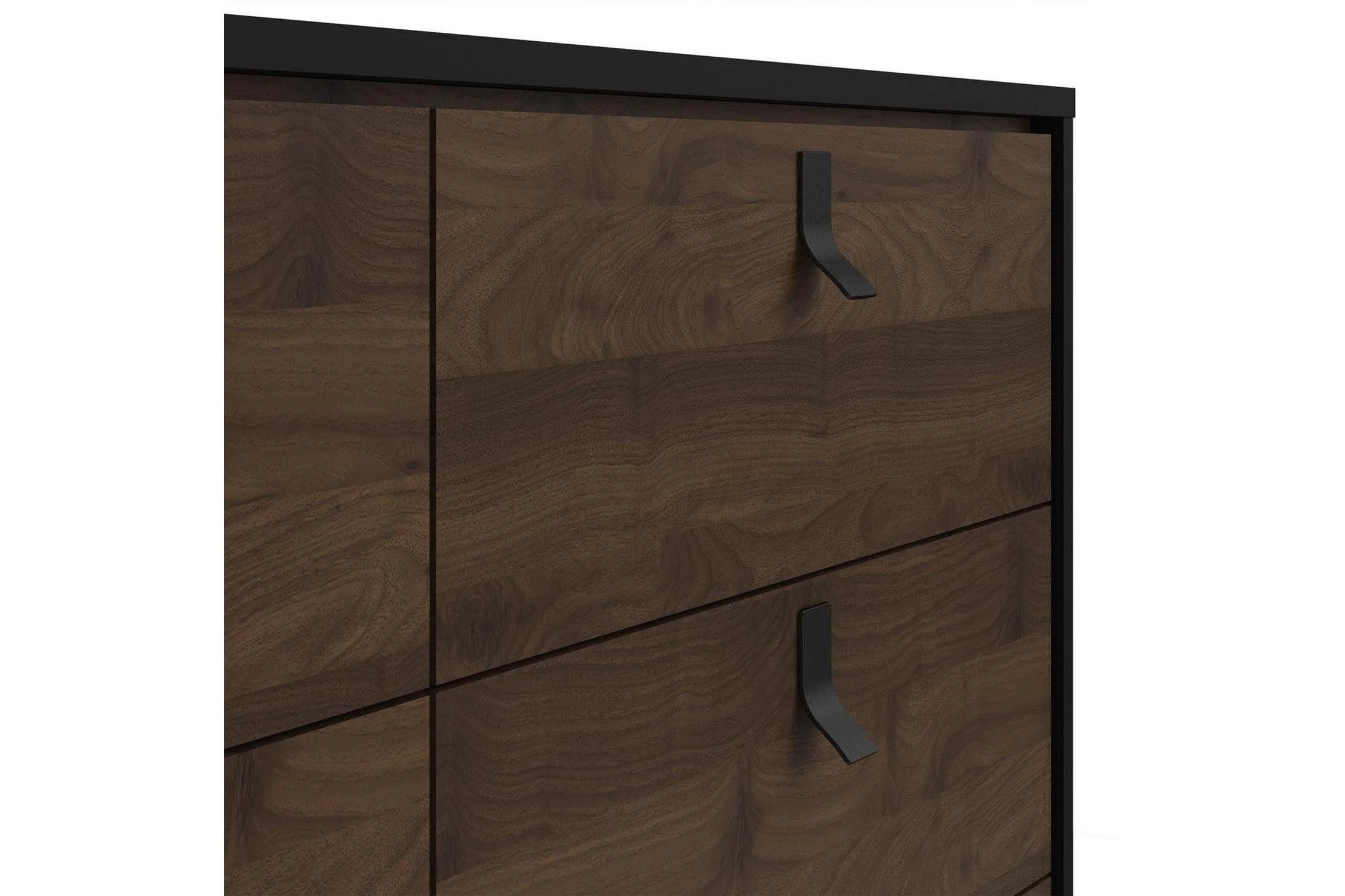 Ry Wide Double Chest 6 Drawers Matt Black Walnut - Image 4