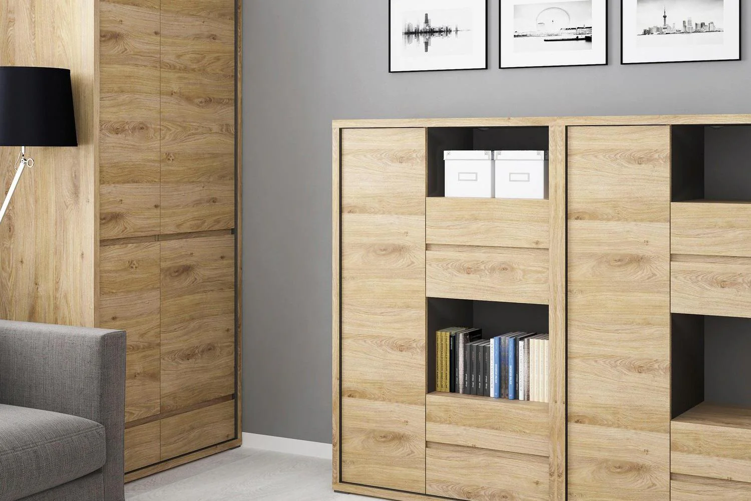 Shetland 1 Door 4 Drawer Display Cabinet - Image 5