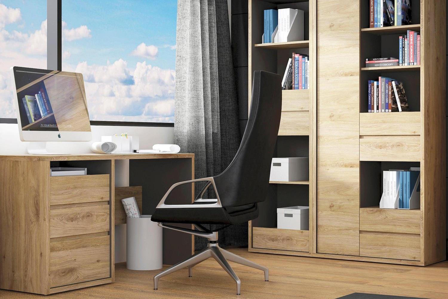 Shetland Tall Wide 1 Door 4 Drawer Bookcase - Image 4