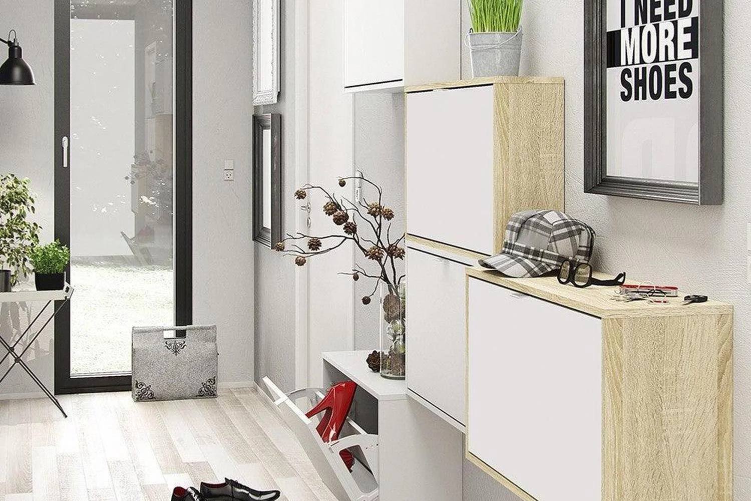 Shoe Cabinet Express Delivery 2 Tilting Doors White - Image 4